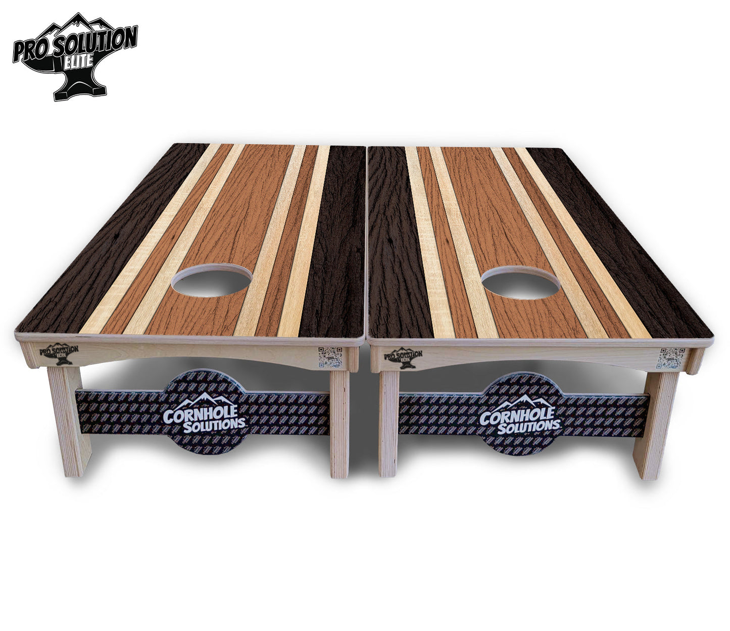 Brown Two Tone Stripes Cornhole Boards - Pro Solution Elite Series