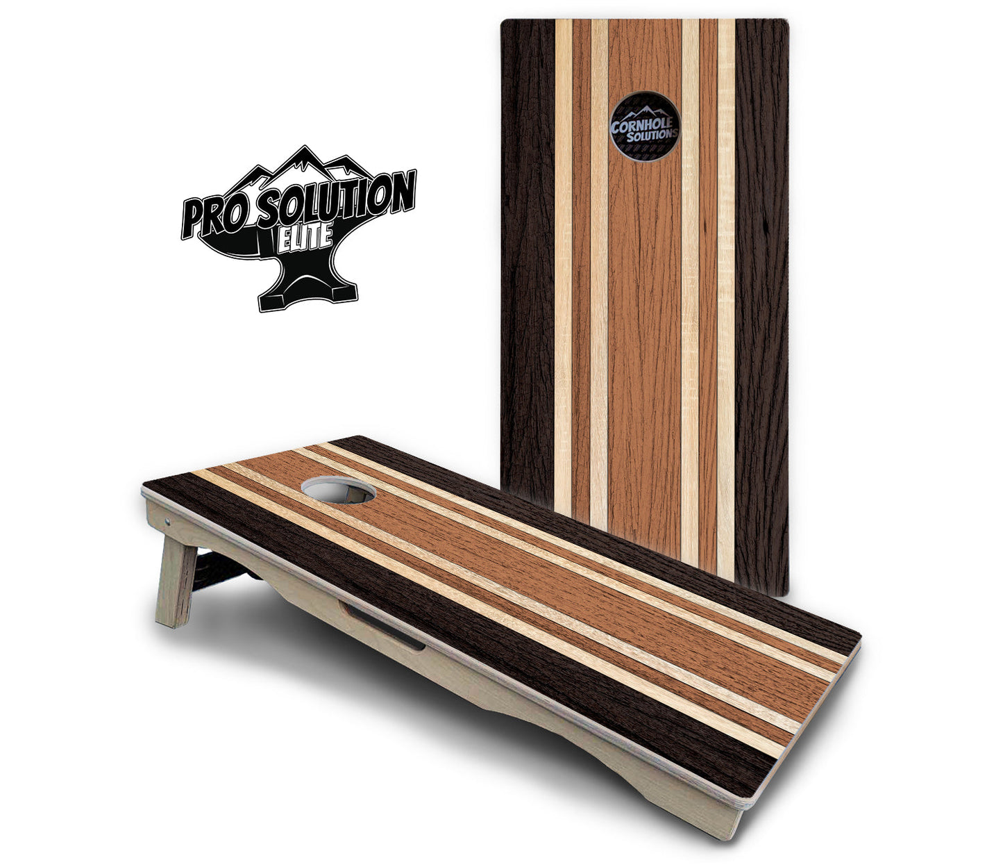 Brown Two Tone Stripes Cornhole Boards - Pro Solution Elite Series