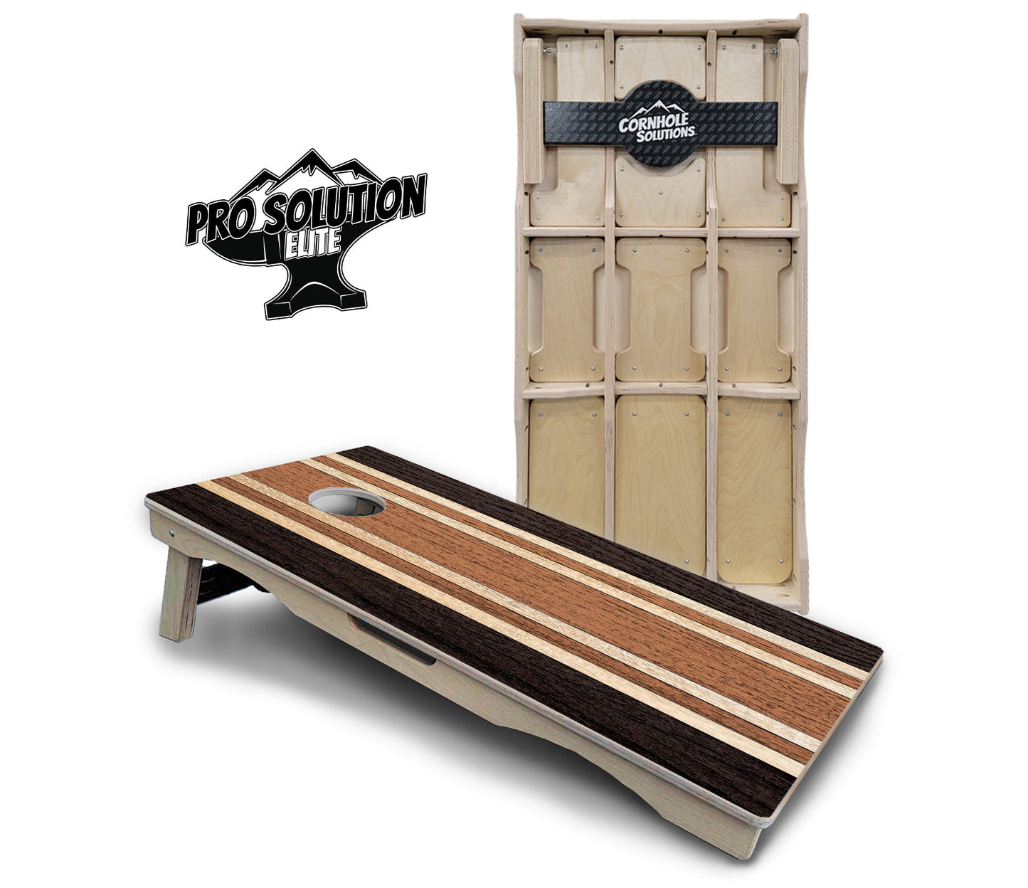 Brown Two Tone Stripes Cornhole Boards - Pro Solution Elite Series