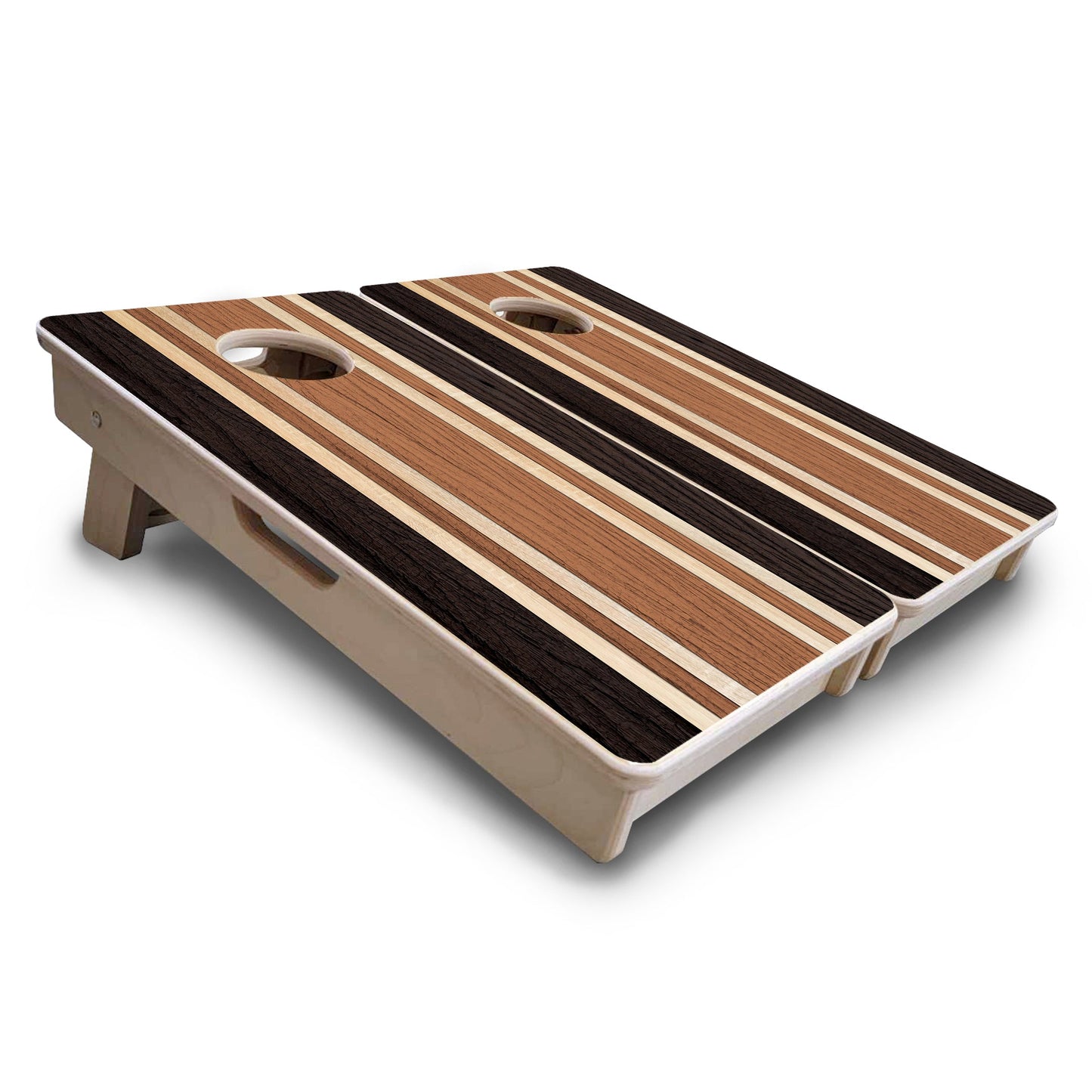 Brown Two Tone Stripes - Mini or Vacation Size Cornhole Boards