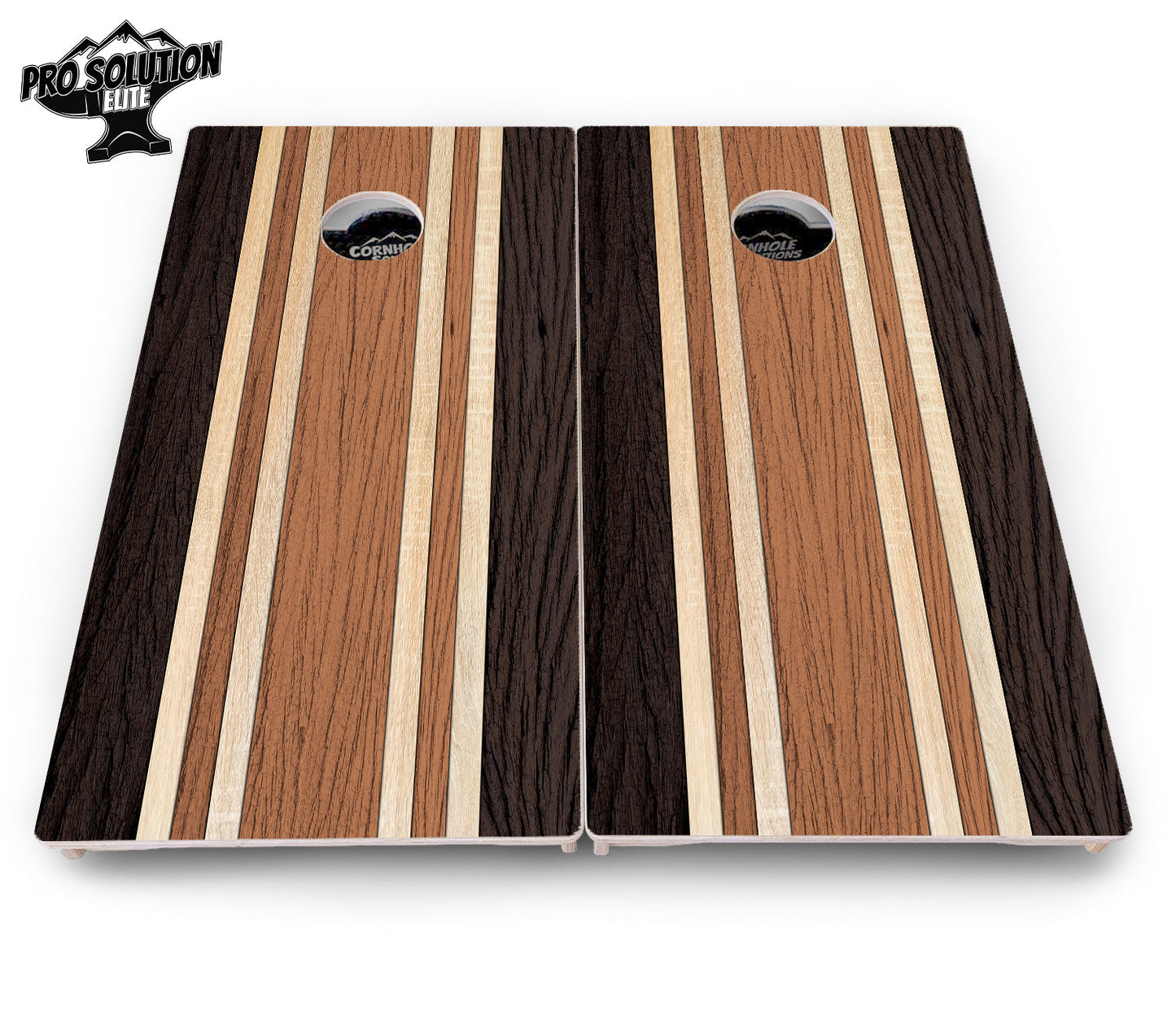 Brown Two Tone Stripes Cornhole Boards - Pro Solution Elite Series
