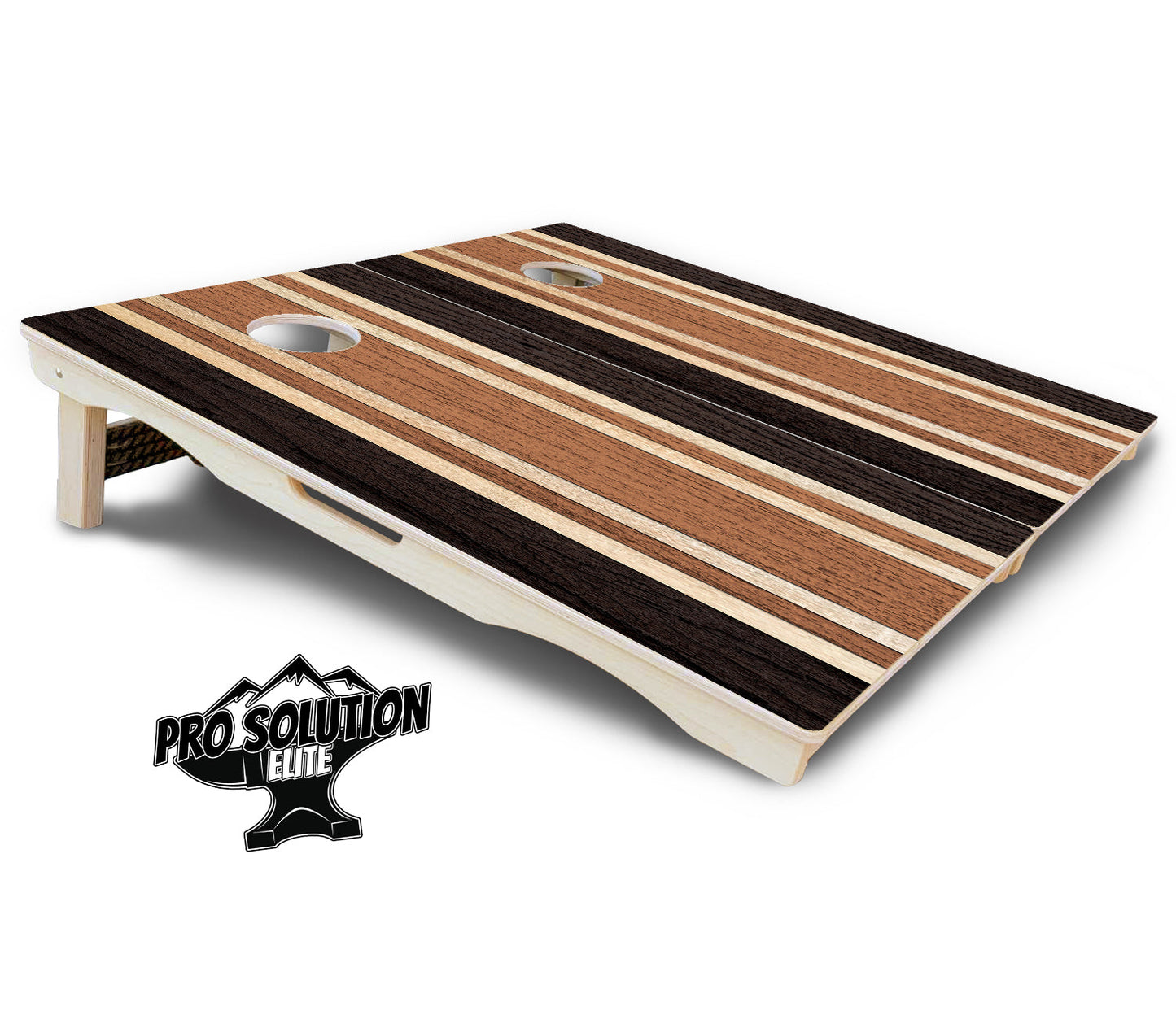 Brown Two Tone Stripes Cornhole Boards - Pro Solution Elite Series