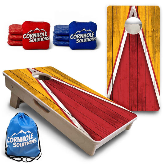 Team Color Triangle - Mini or Vacation Size Cornhole Boards (Red & Gold)