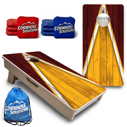 Team Color Triangle - Mini or Vacation Size Cornhole Boards (Yellow & Maroon)
