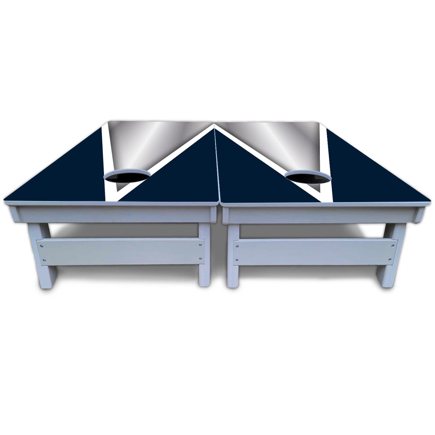 Silver/Blue Triangle Cornhole Boards - All Weather Series
