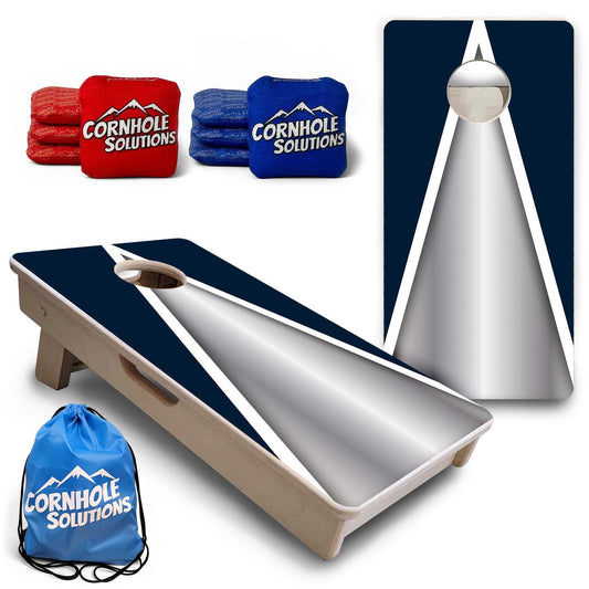Team Color Triangle - Mini or Vacation Size Cornhole Boards (Silver & Blue)