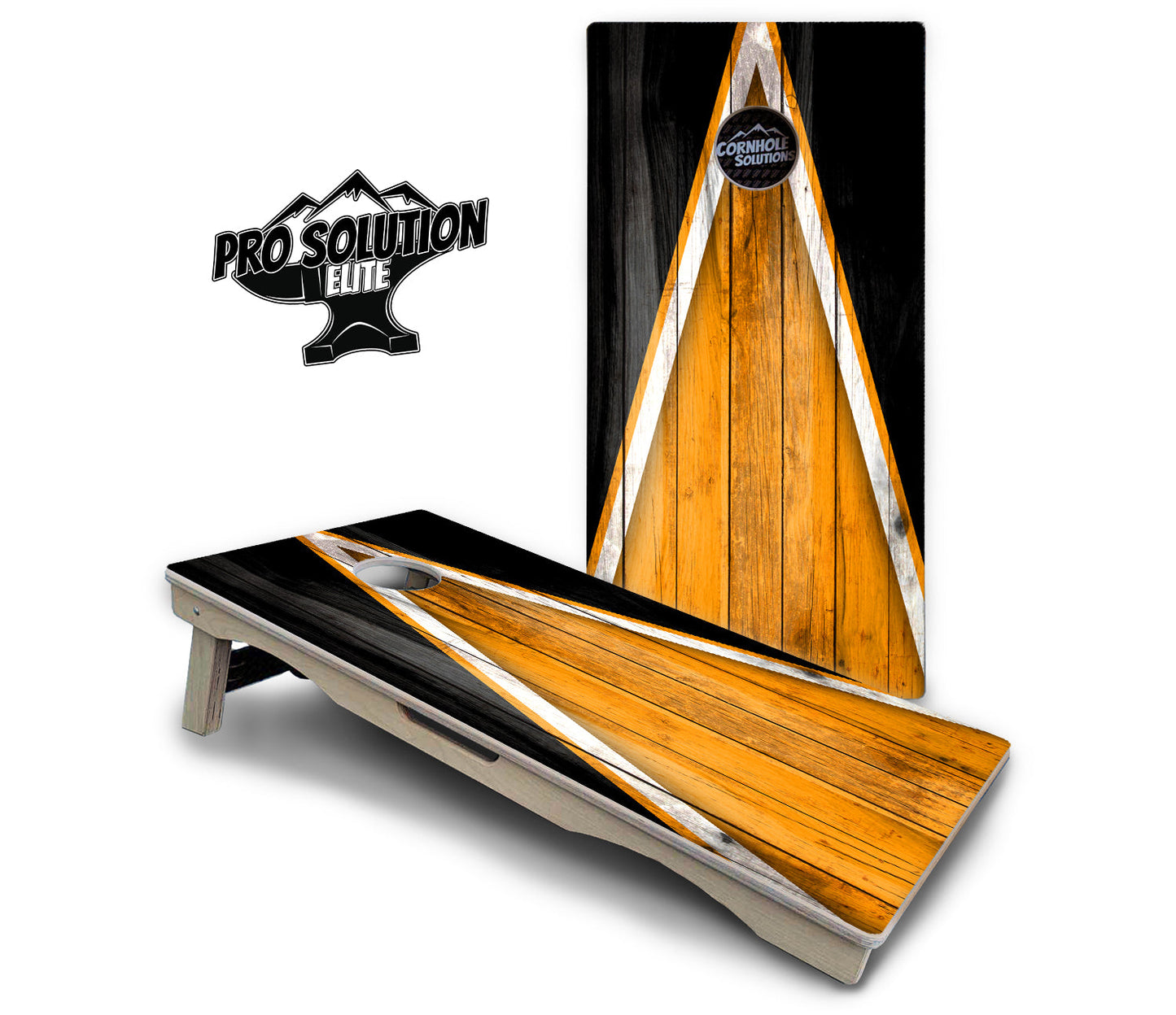 Orange & Black Triangle Cornhole Boards - Pro Solution Elite Series