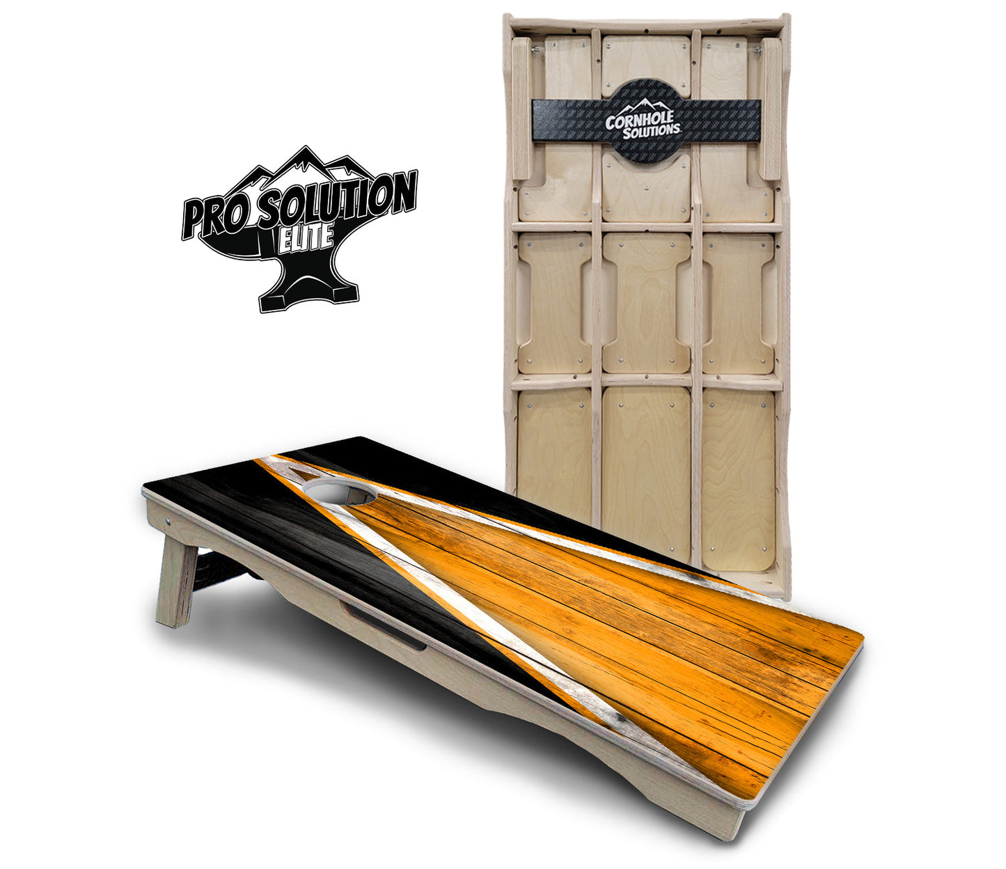 Orange & Black Triangle Cornhole Boards - Pro Solution Elite Series