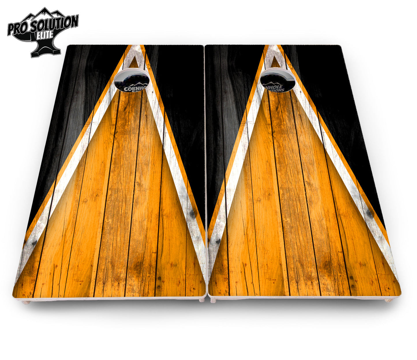 Orange & Black Triangle Cornhole Boards - Pro Solution Elite Series
