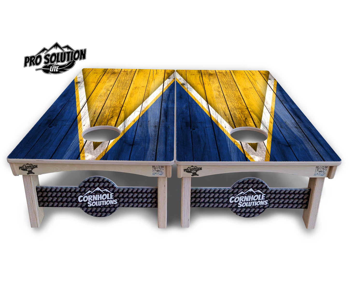 Yellow & Blue Triangle Cornhole Boards - Pro Solution Lite Series