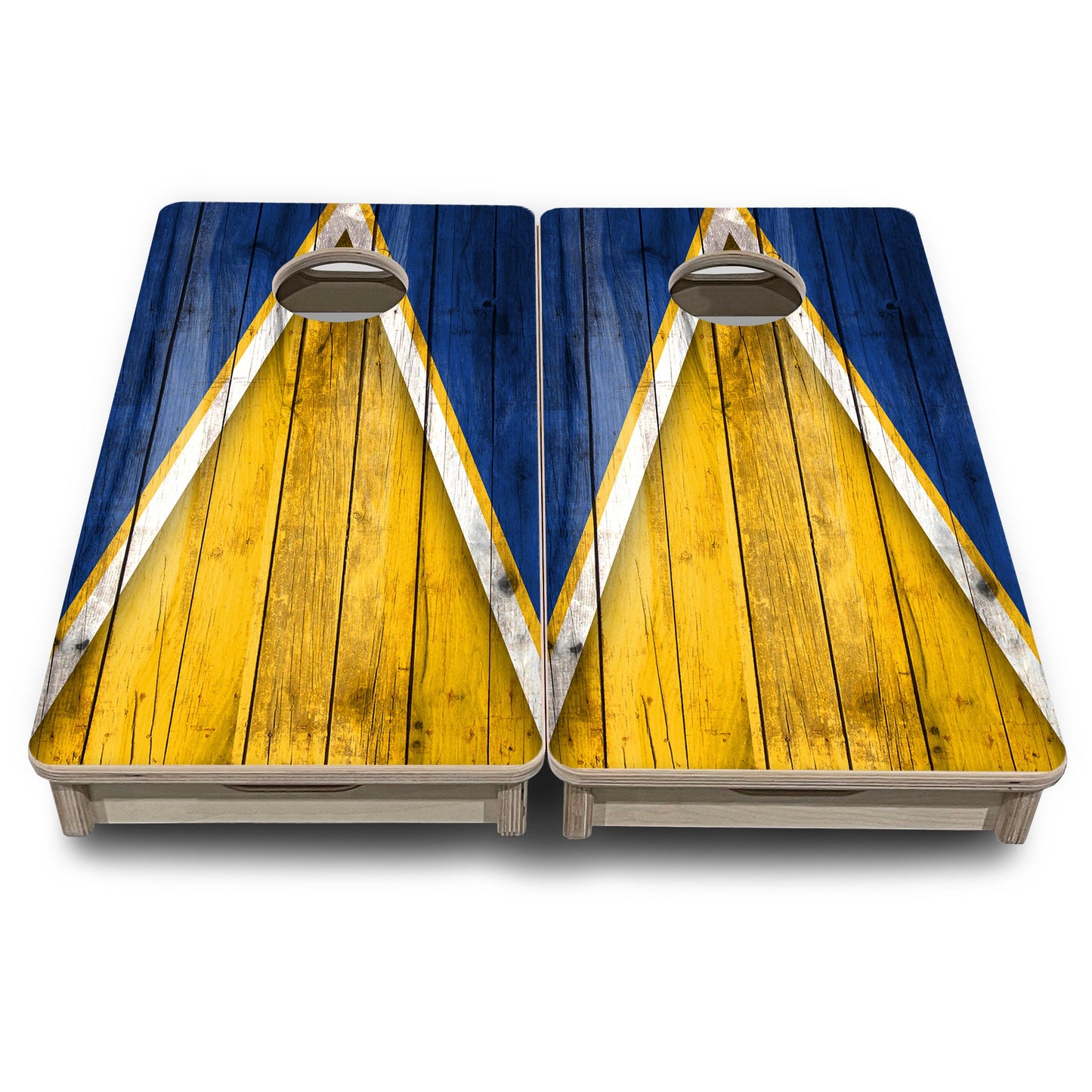 Yellow/Blue Triangle - Mini or Vacation Size Cornhole Boards