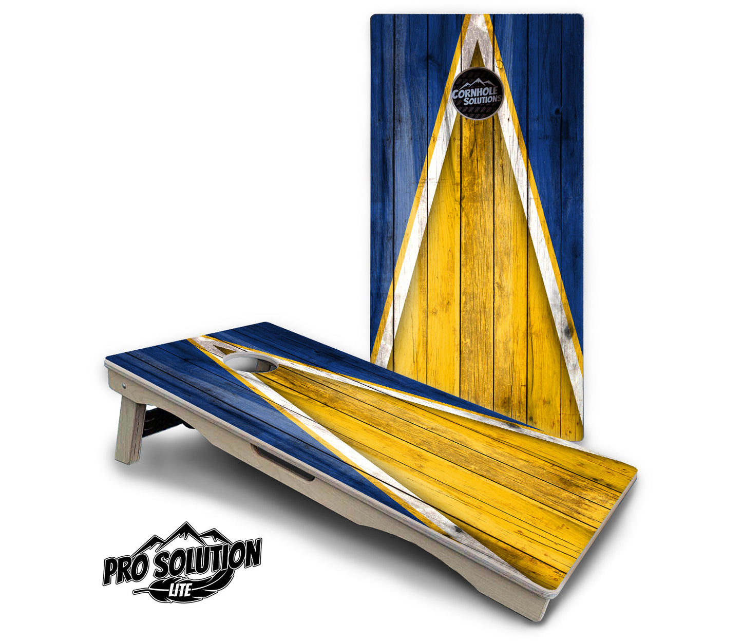 Yellow & Blue Triangle Cornhole Boards - Pro Solution Lite Series
