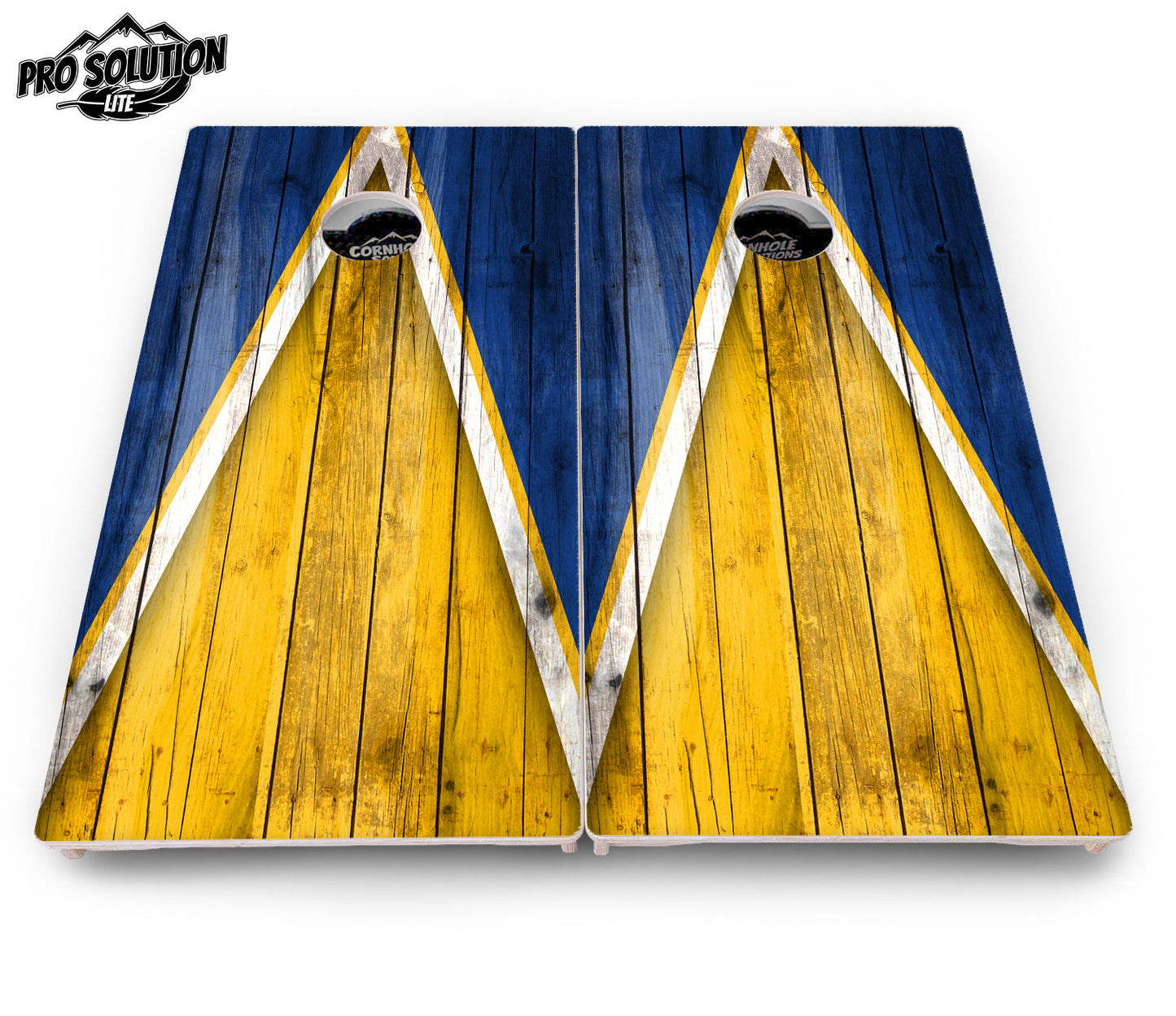 Yellow & Blue Triangle Cornhole Boards - Pro Solution Lite Series