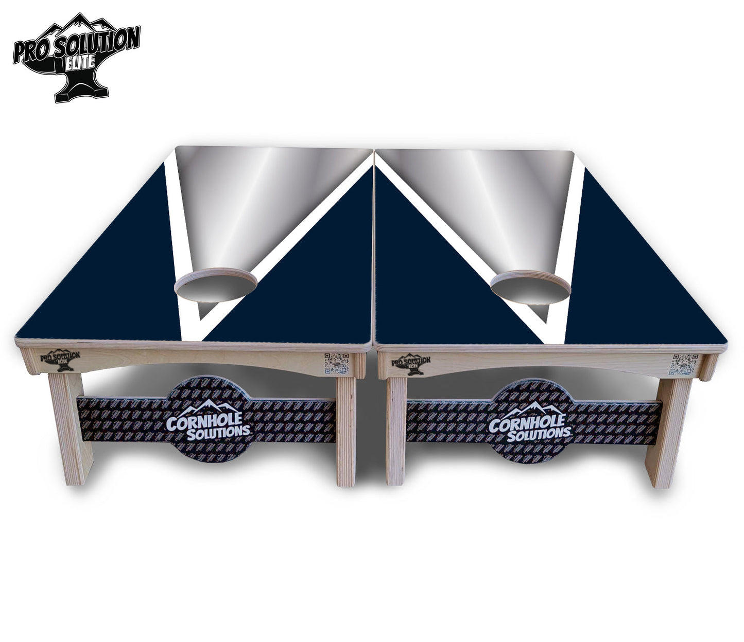 Silver/Blue Triangle Cornhole Boards - Pro Solution Elite Series