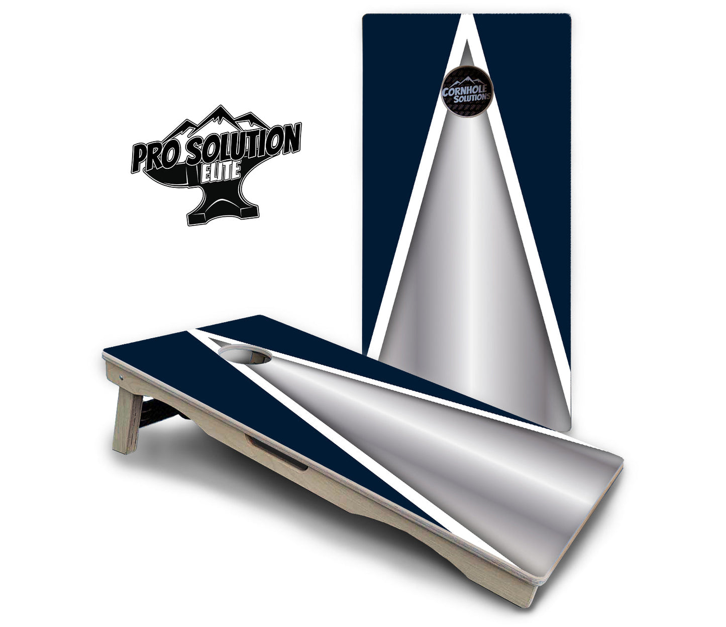 Silver/Blue Triangle Cornhole Boards - Pro Solution Elite Series