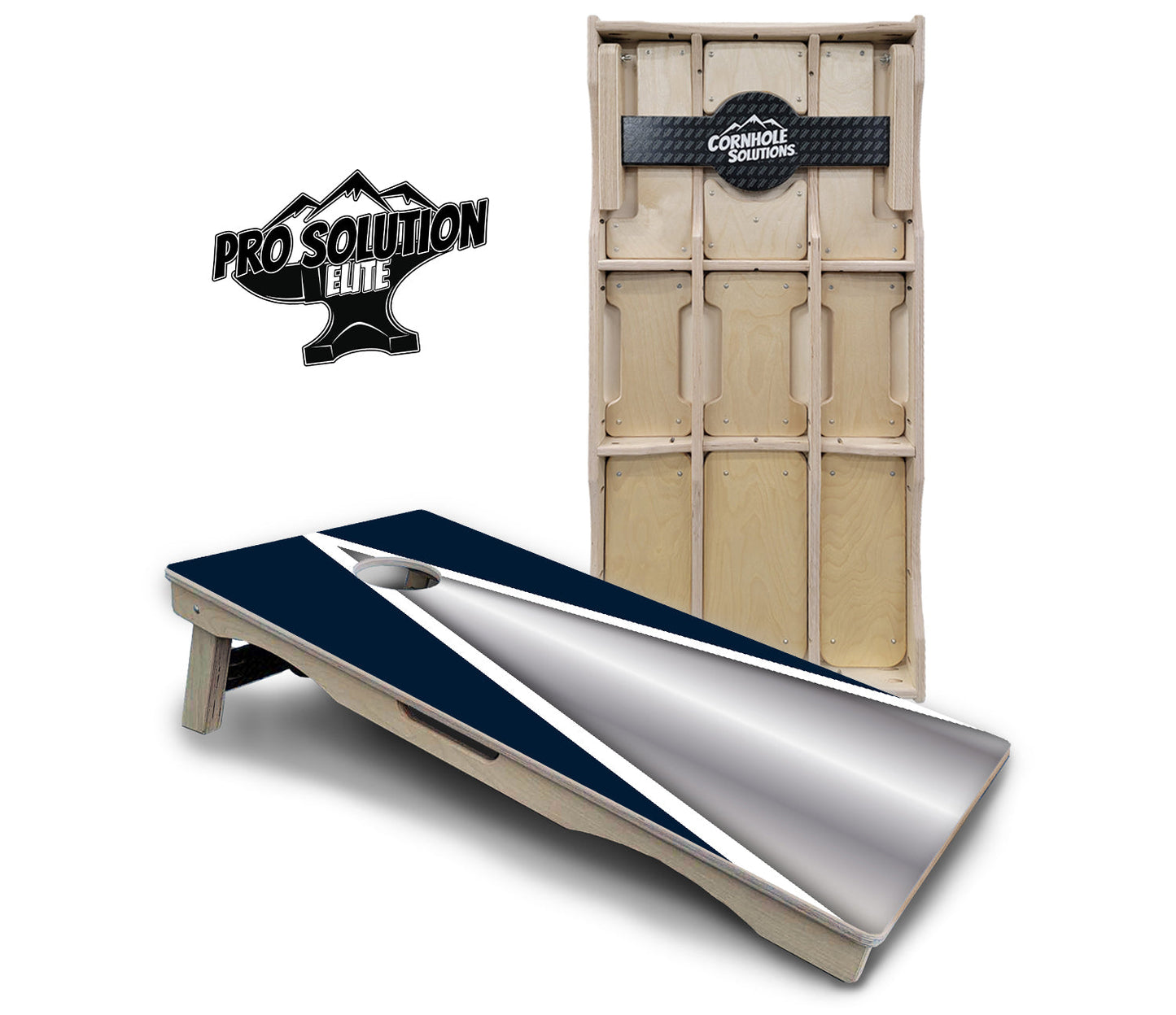 Silver/Blue Triangle Cornhole Boards - Pro Solution Elite Series