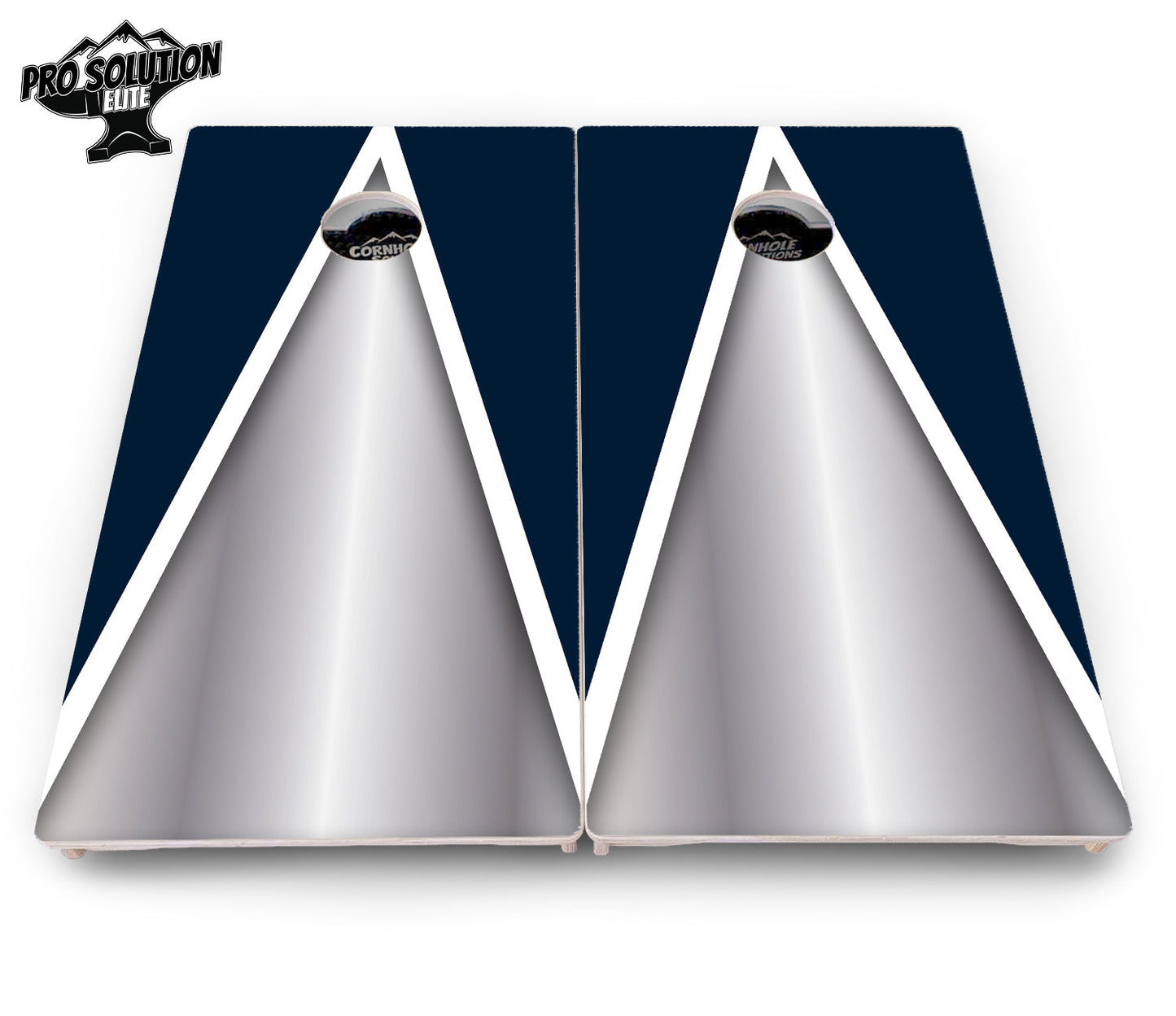 Silver/Blue Triangle Cornhole Boards - Pro Solution Elite Series
