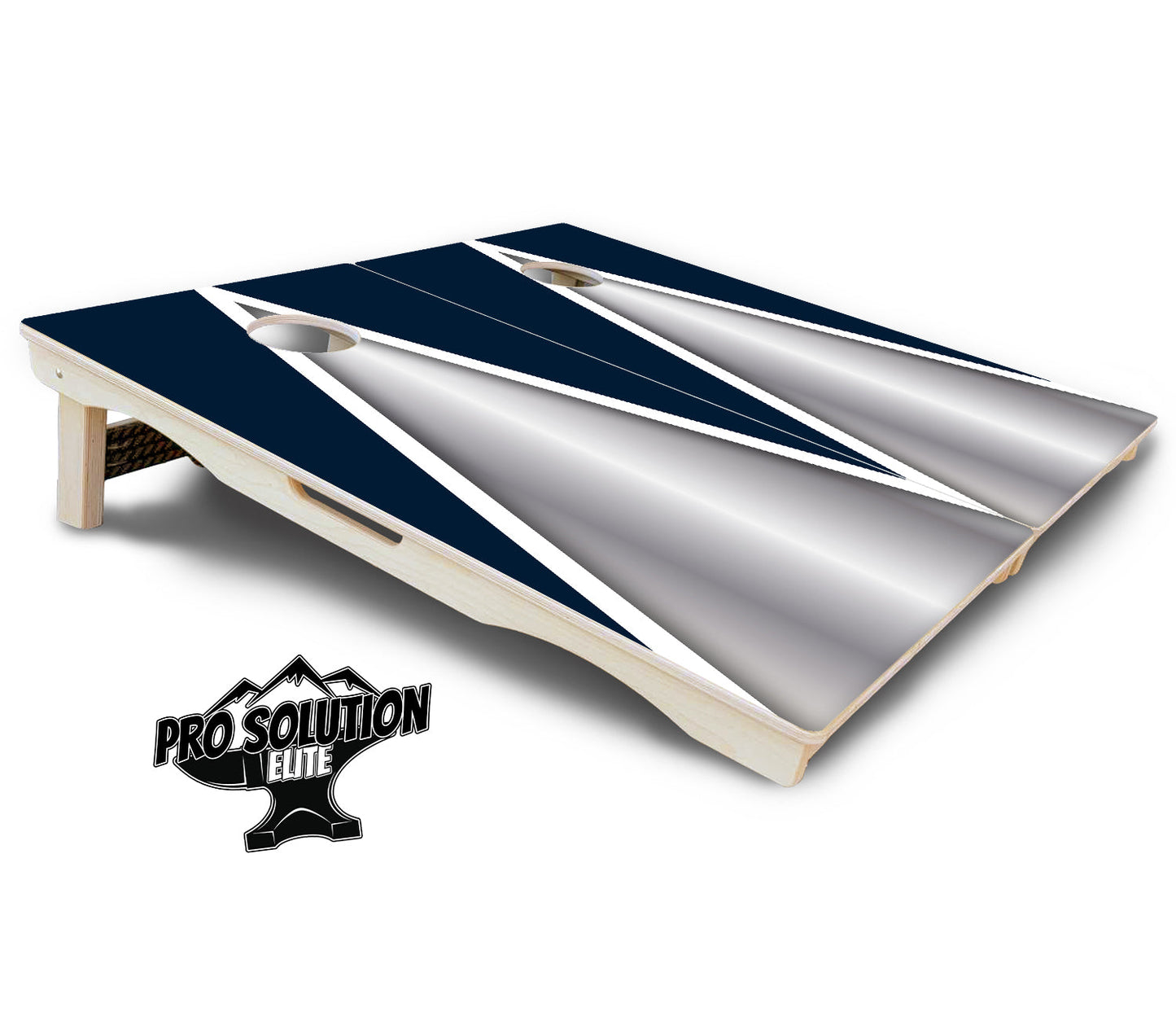 Silver/Blue Triangle Cornhole Boards - Pro Solution Elite Series