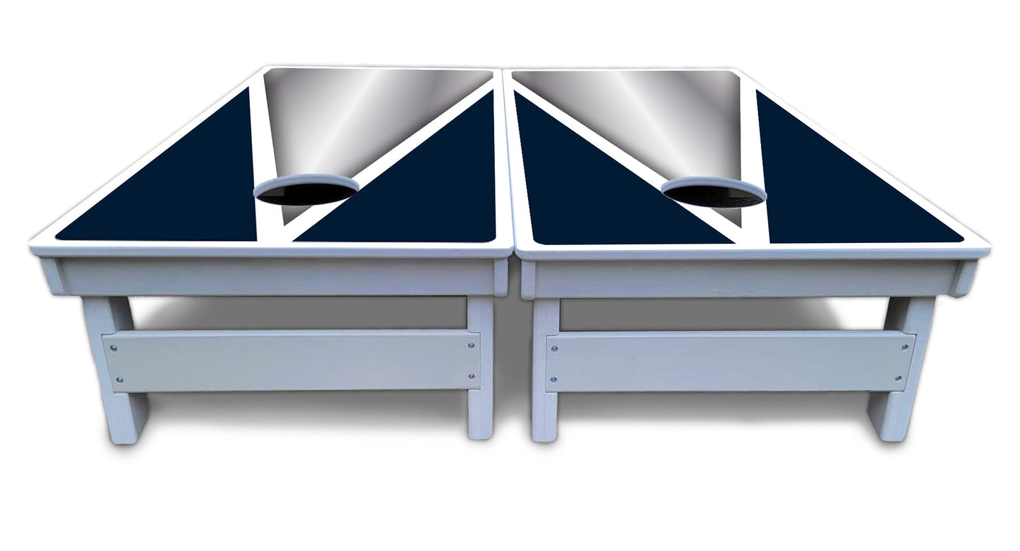 Silver/Blue Triangle Cornhole Boards - All Weather Series