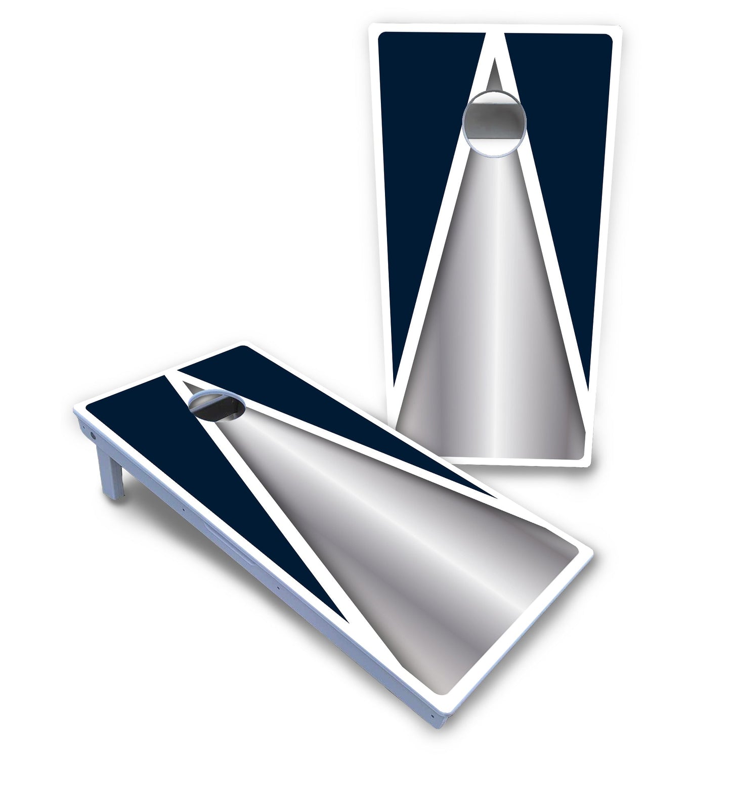 Silver/Blue Triangle Cornhole Boards - All Weather Series