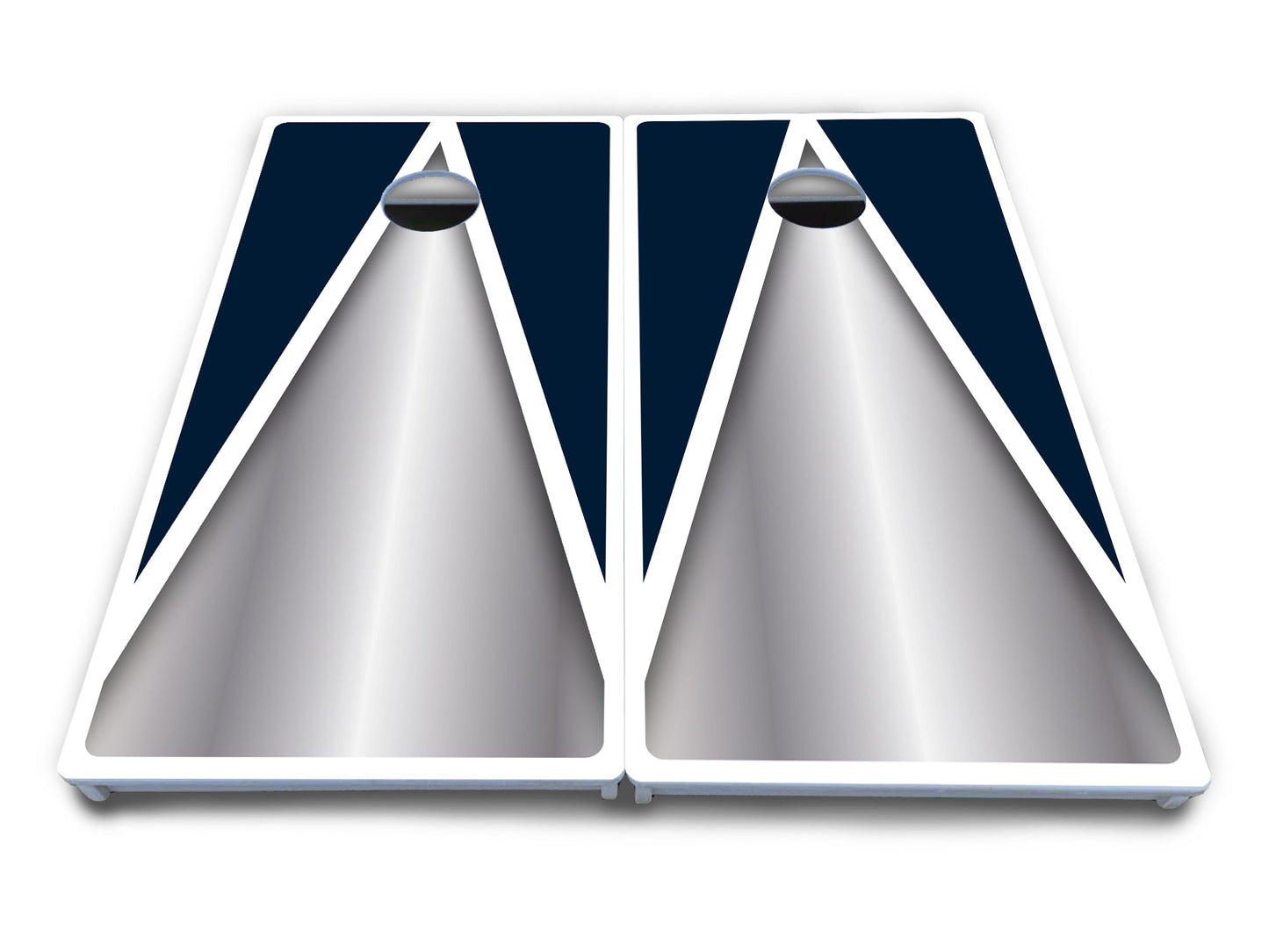 Silver/Blue Triangle Cornhole Boards - All Weather Series