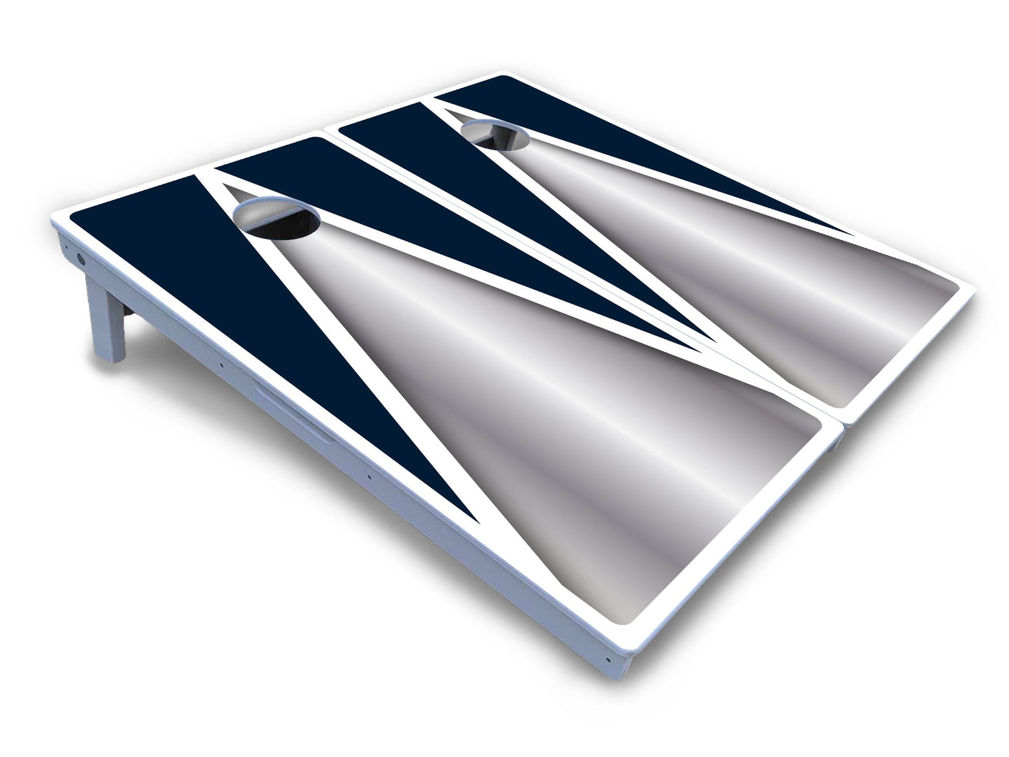 Silver/Blue Triangle Cornhole Boards - All Weather Series