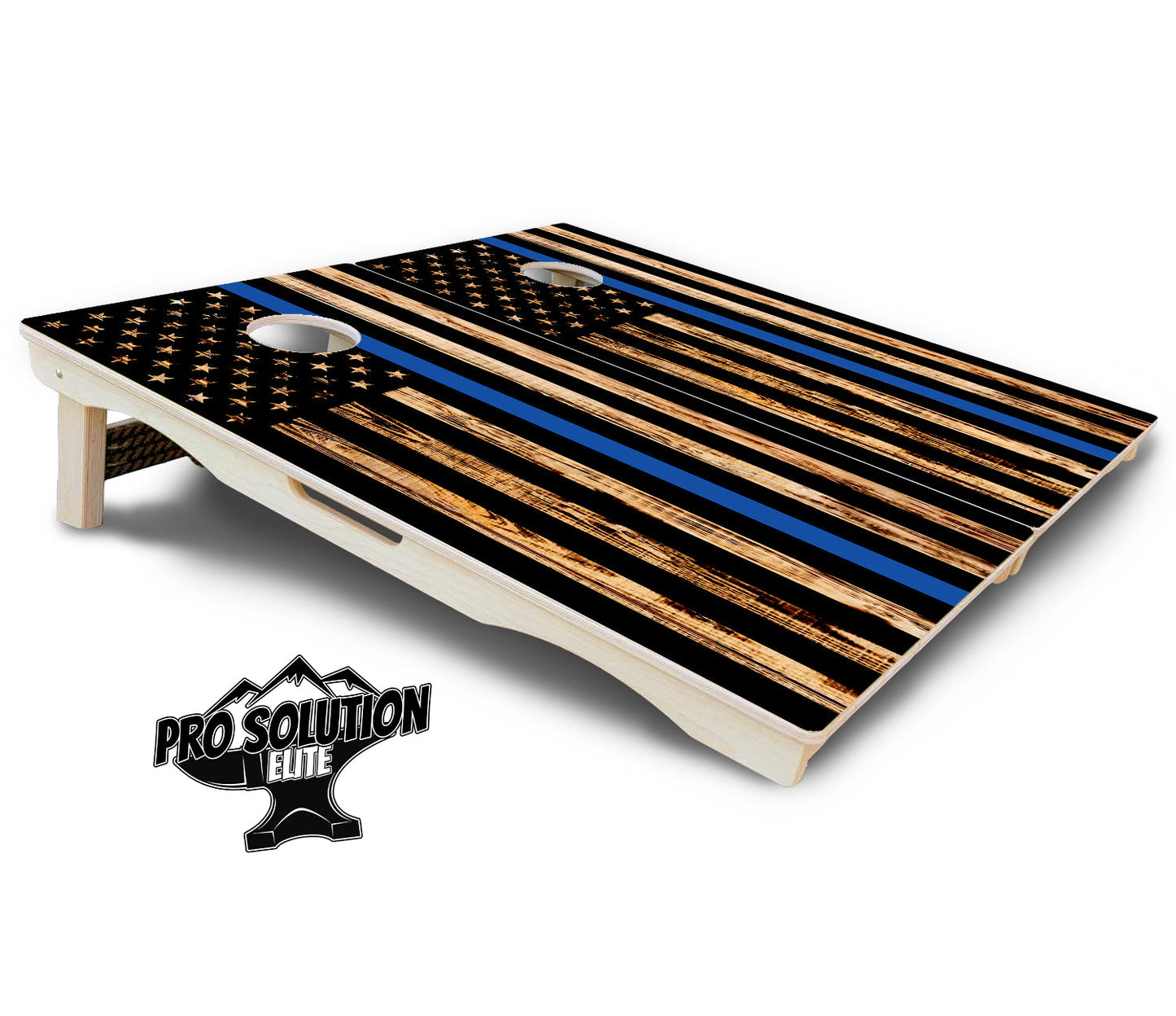 Blue & Red Line Burnt Flag Cornhole Boards - Pro Solution Elite Series
