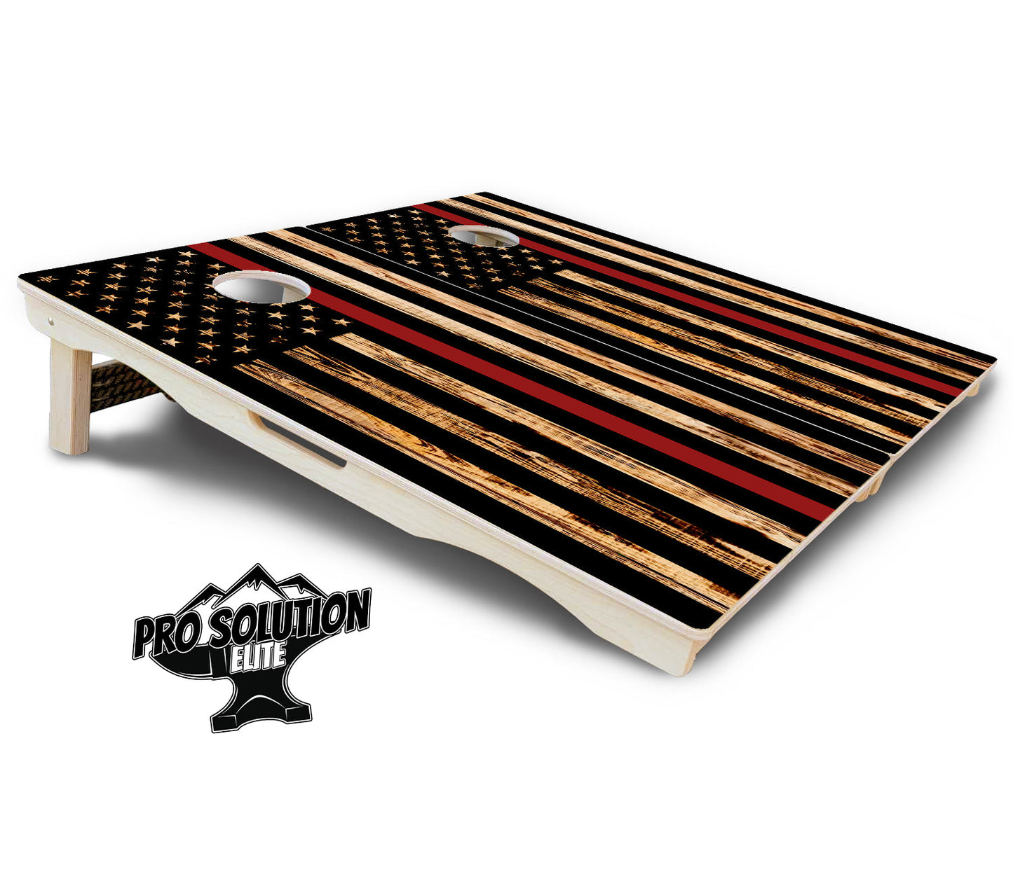 Blue & Red Line Burnt Flag Cornhole Boards - Pro Solution Elite Series