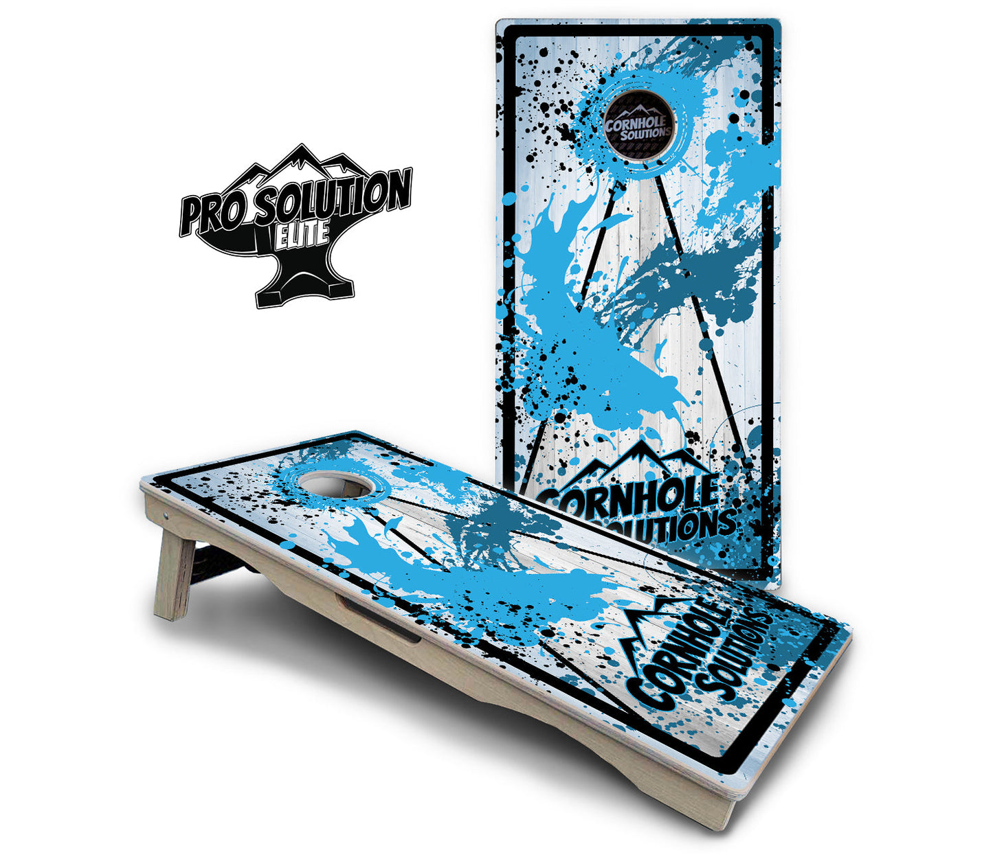 Paint Splatter CS Logo Cornhole Boards - Pro Solution Elite Series