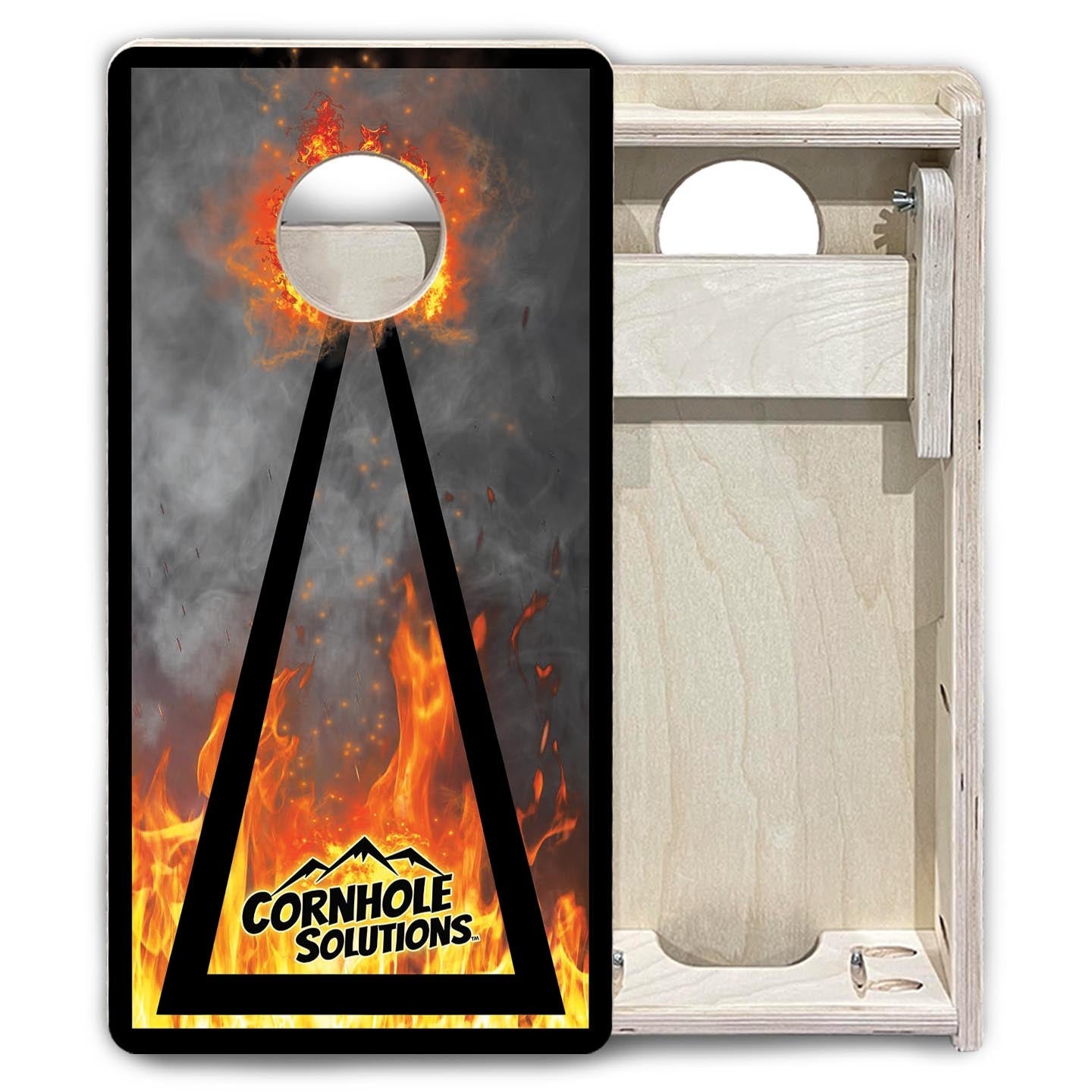 Fire Smoke Triangle - Mini Cornhole Board Set (12" x 24") with 8 Mini Bags