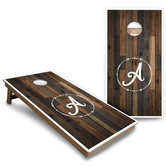 Wood Wreath Letter Cornhole Boards - Backyard Series