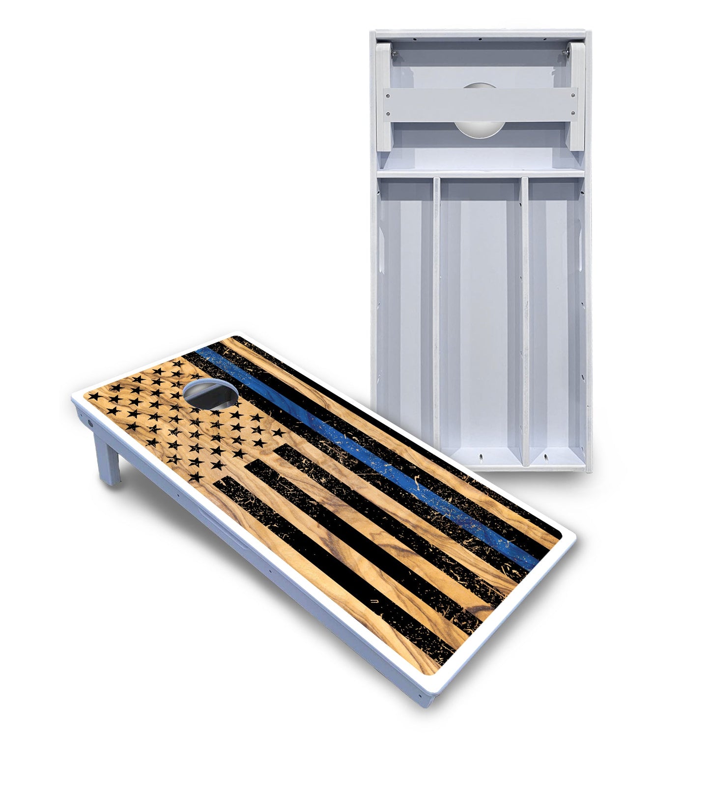 Light Wood Flag Cornhole Boards - All Weather Series