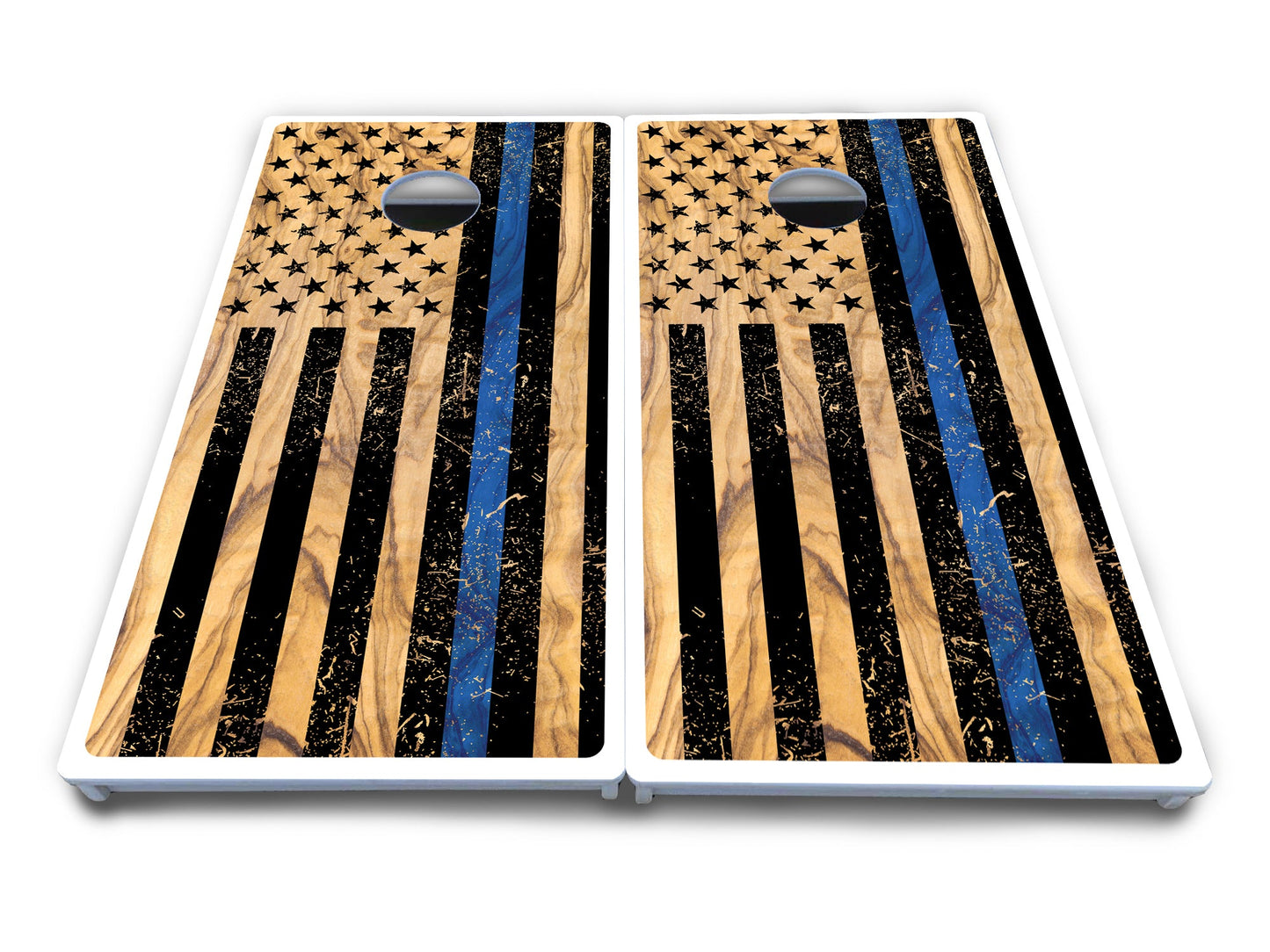 Light Wood Flag Cornhole Boards - All Weather Series