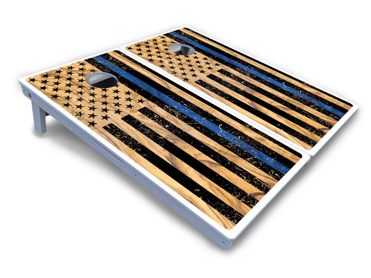 Light Wood Flag Cornhole Boards - All Weather Series