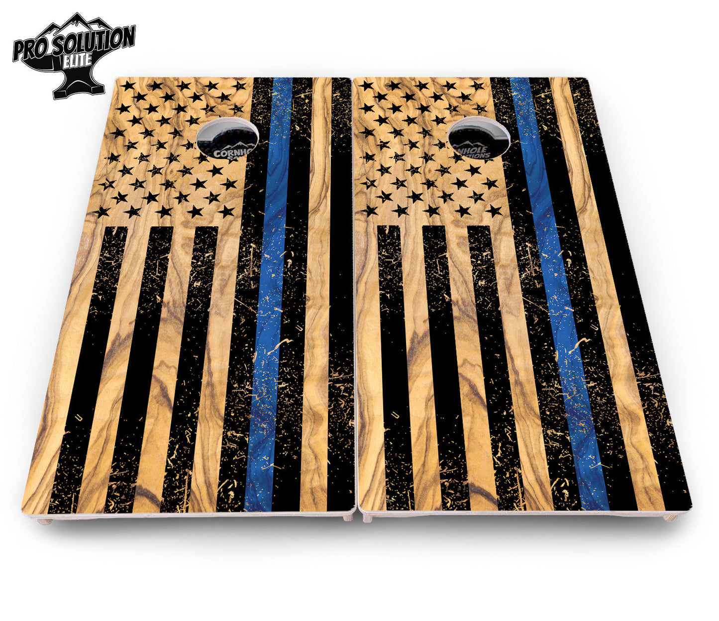 Light Wood Flag Cornhole Boards - Pro Solution Elite Series