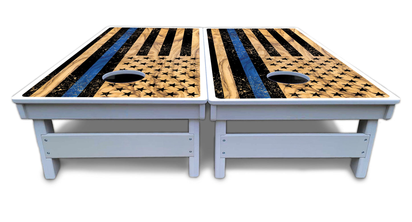 Light Wood Flag Cornhole Boards - All Weather Series