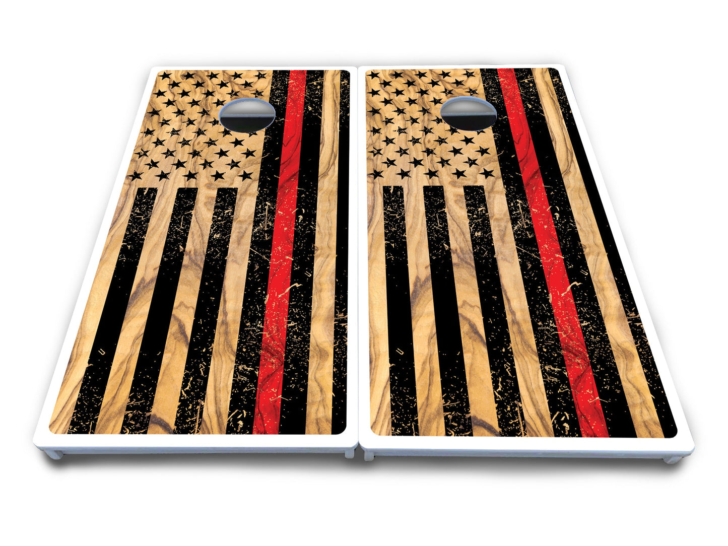Light Wood Flag Cornhole Boards - All Weather Series