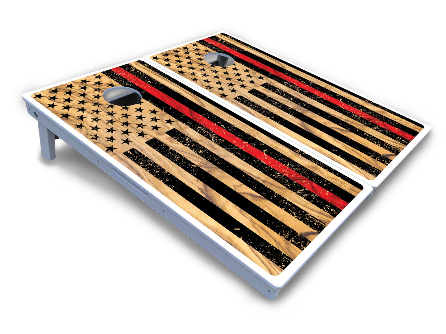 Light Wood Flag Cornhole Boards - All Weather Series