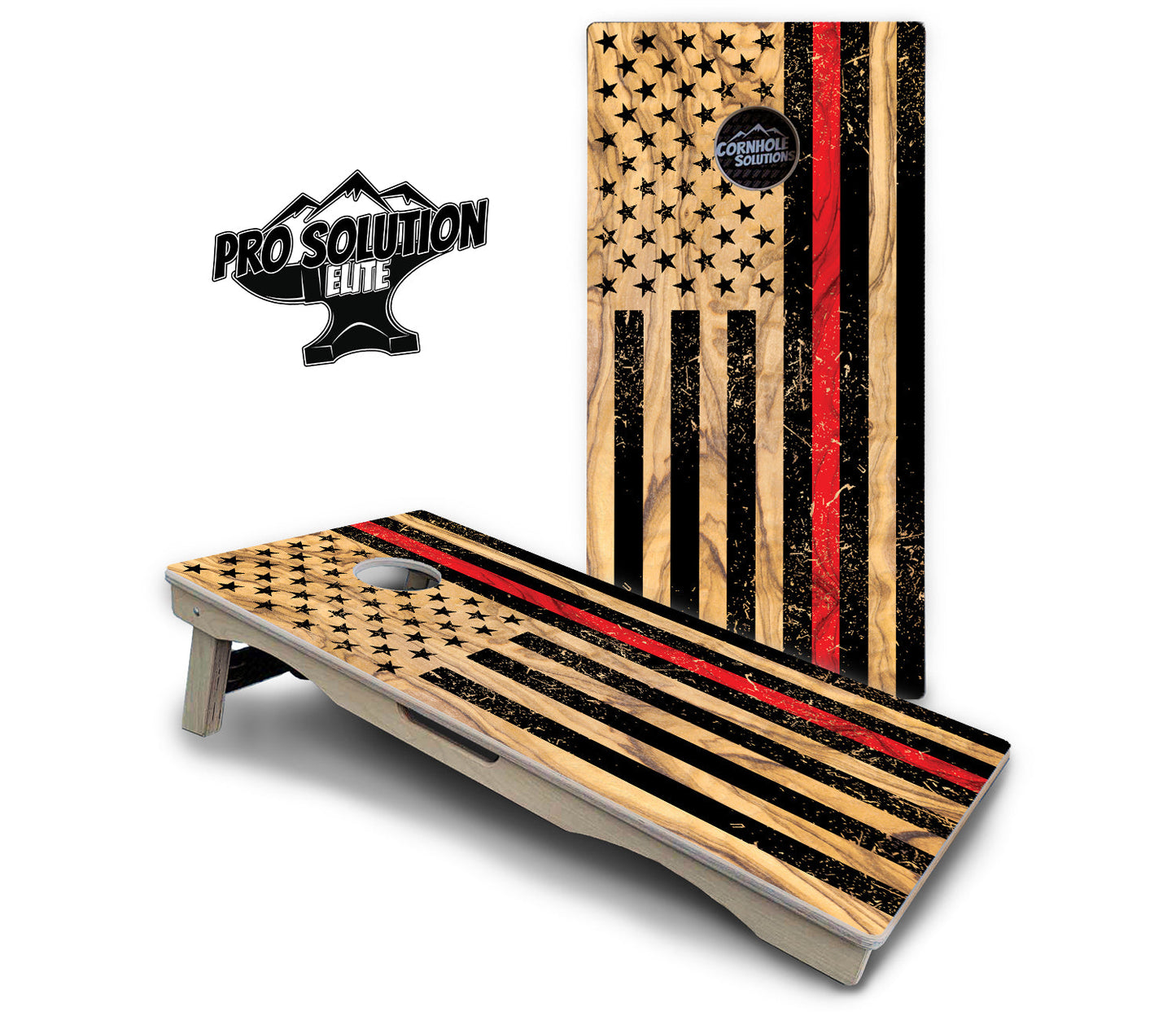 Light Wood Flag Cornhole Boards - Pro Solution Elite Series