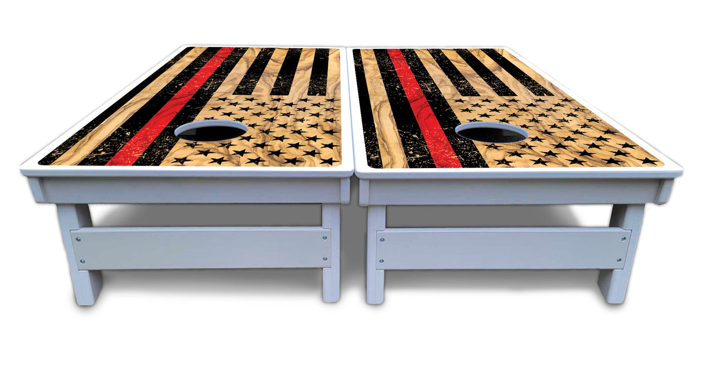 Light Wood Flag Cornhole Boards - All Weather Series