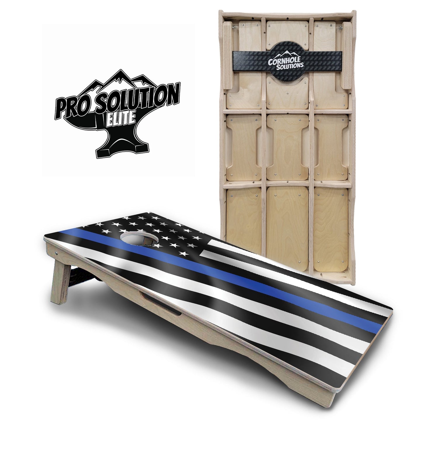B&W Wavy Flag Cornhole Boards - Pro Solution Elite Series