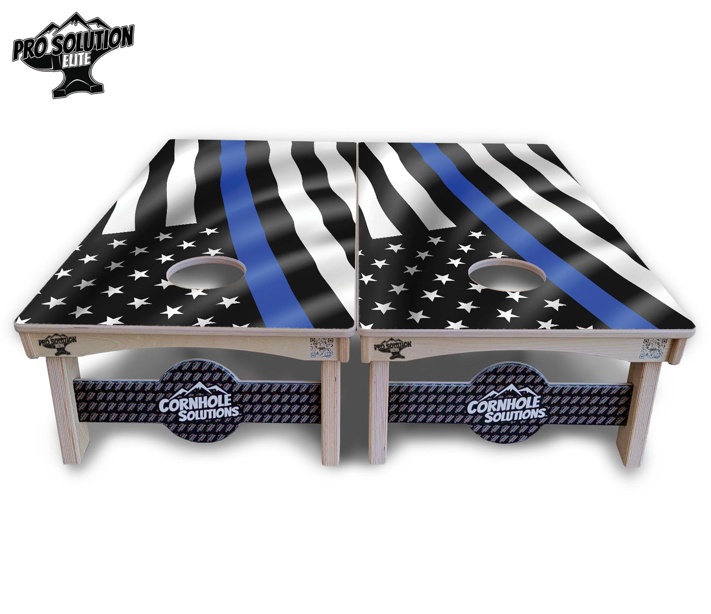B&W Wavy Flag Cornhole Boards - Pro Solution Elite Series