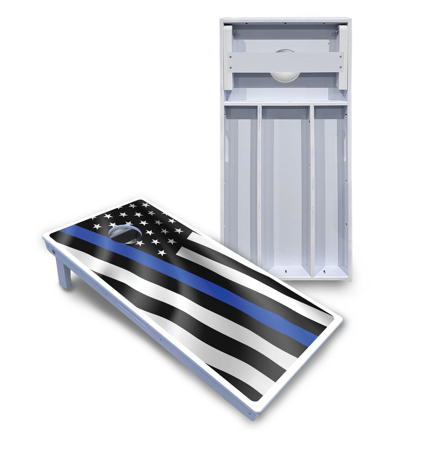 B&W Wavy Flag Cornhole Boards - All Weather Series