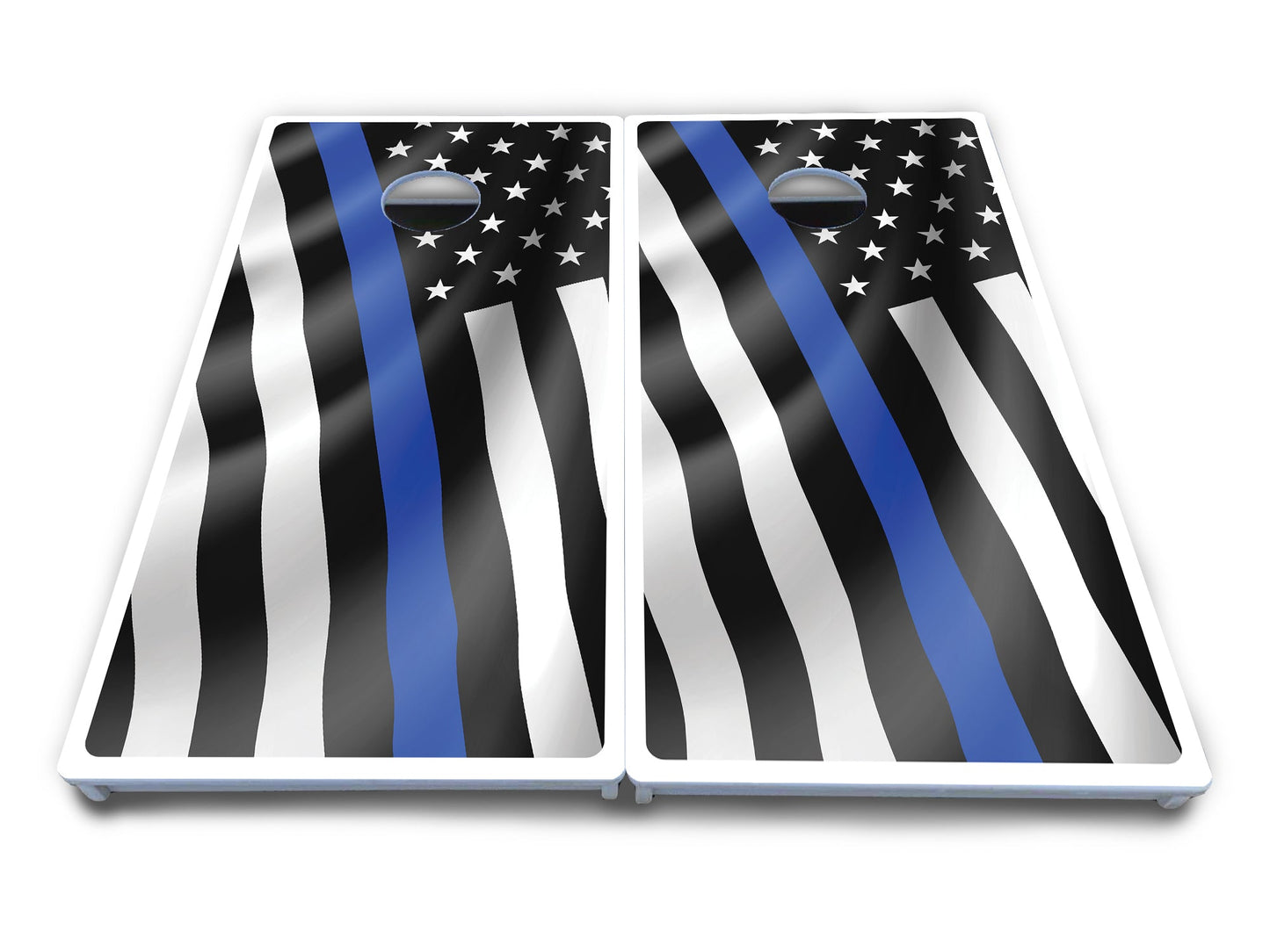 B&W Wavy Flag Cornhole Boards - All Weather Series