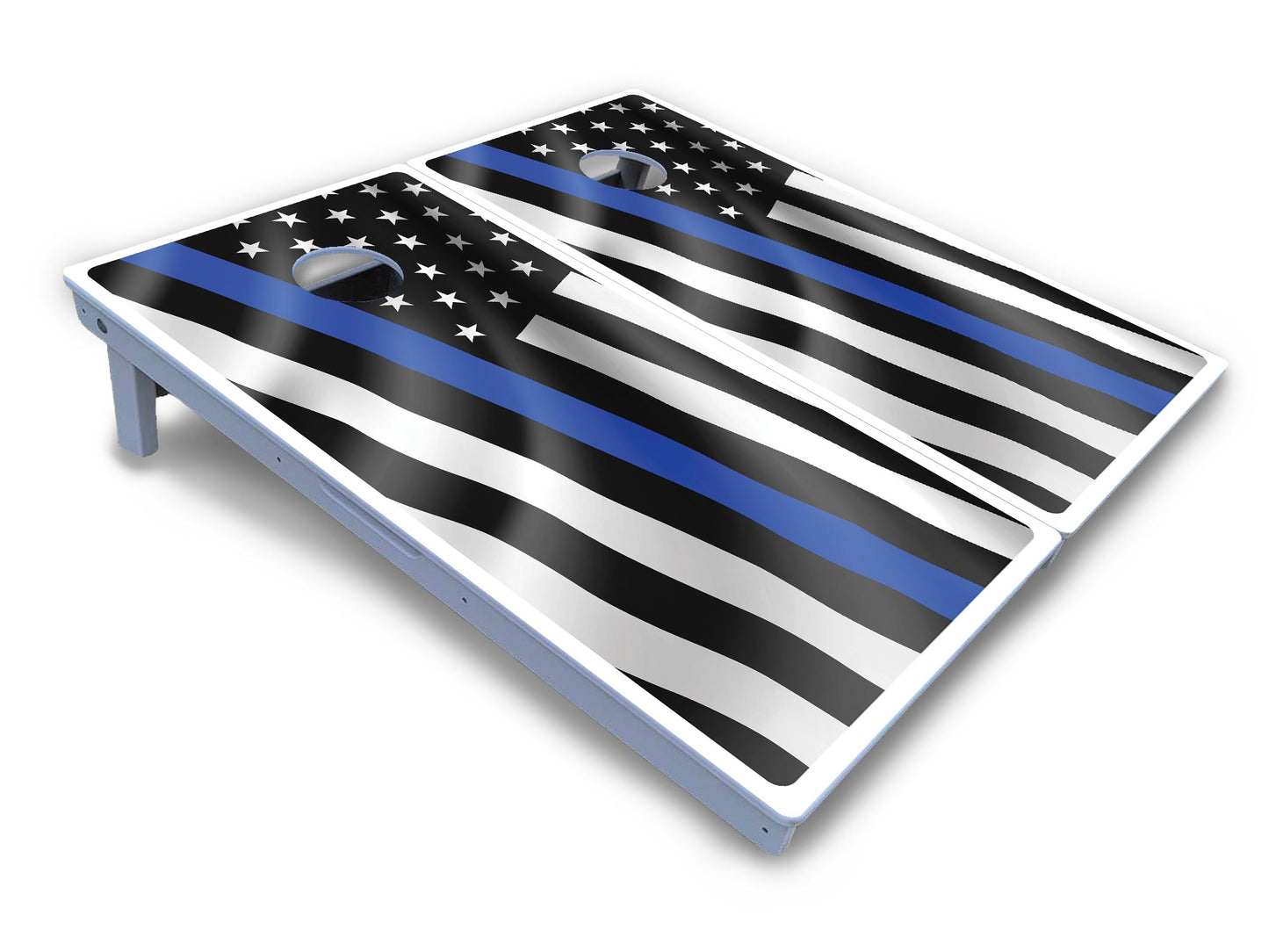B&W Wavy Flag Cornhole Boards - All Weather Series