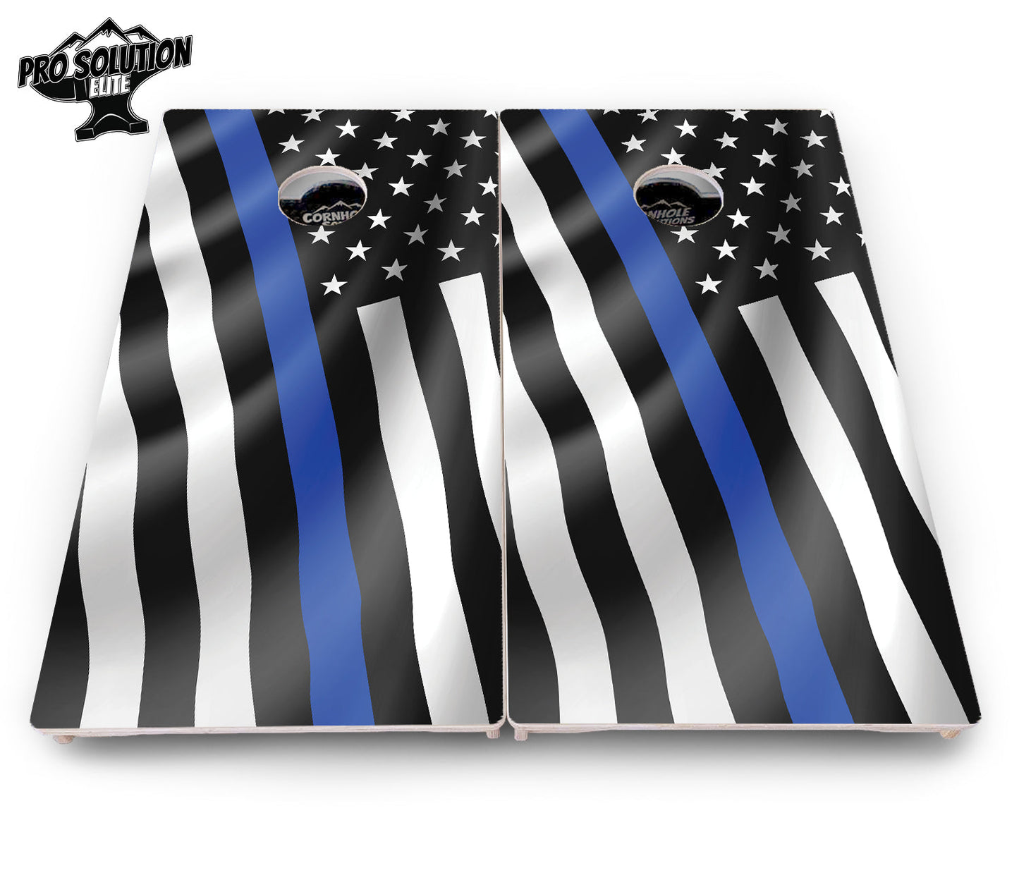 B&W Wavy Flag Cornhole Boards - Pro Solution Elite Series