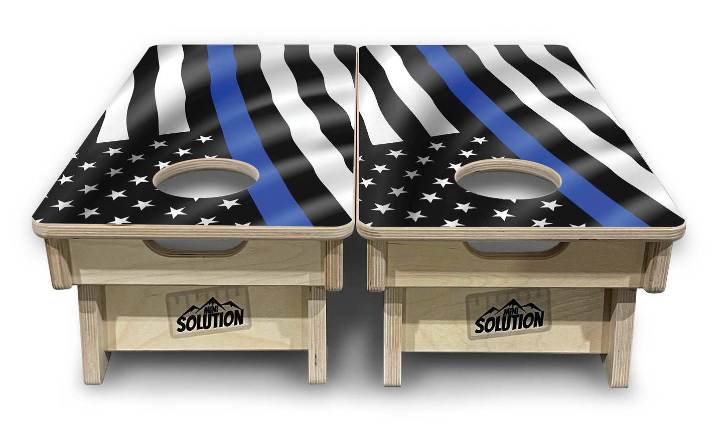 Mini Cornhole Boards - B&W Wavy Flag