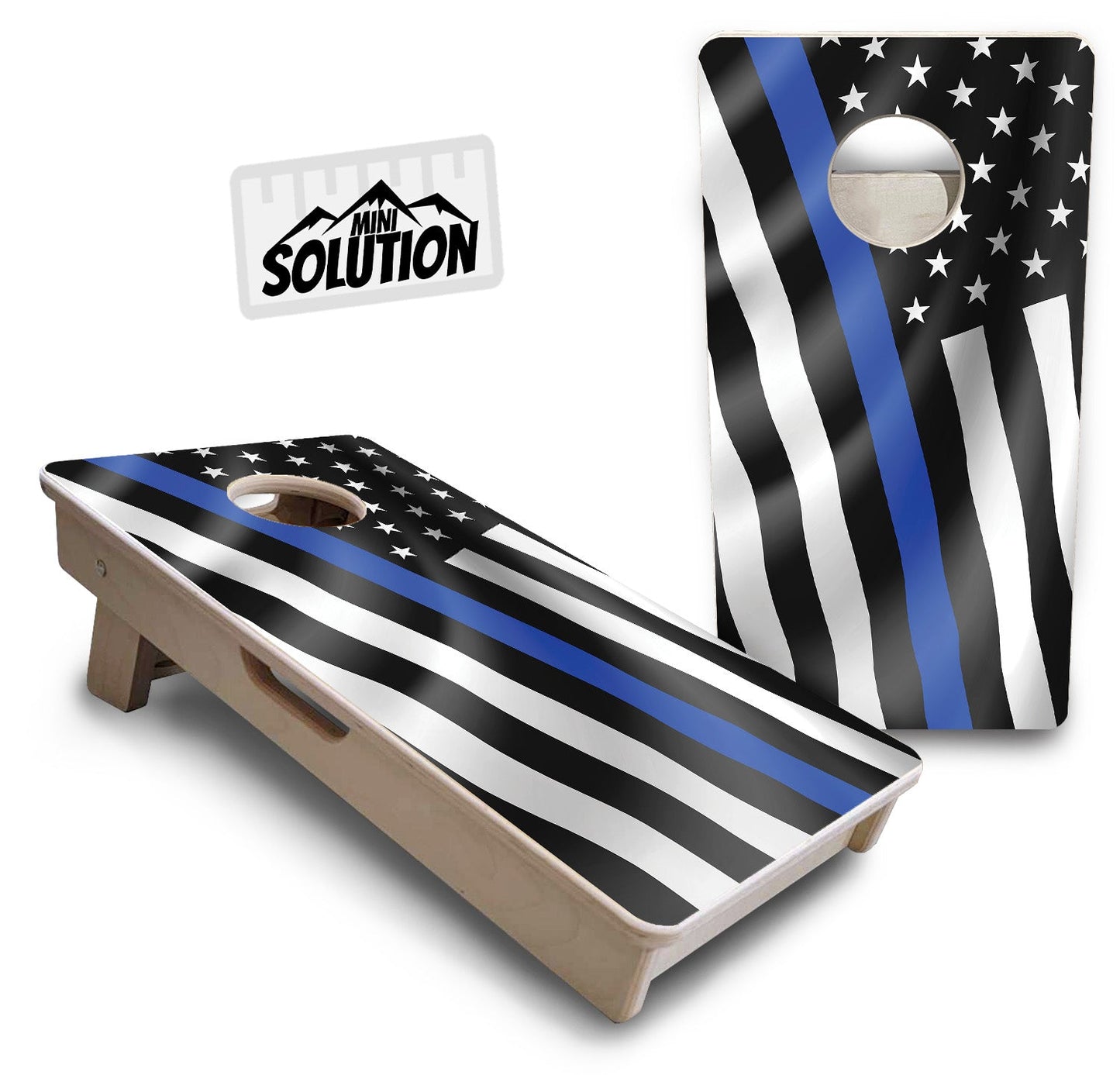 Mini Cornhole Boards - B&W Wavy Flag