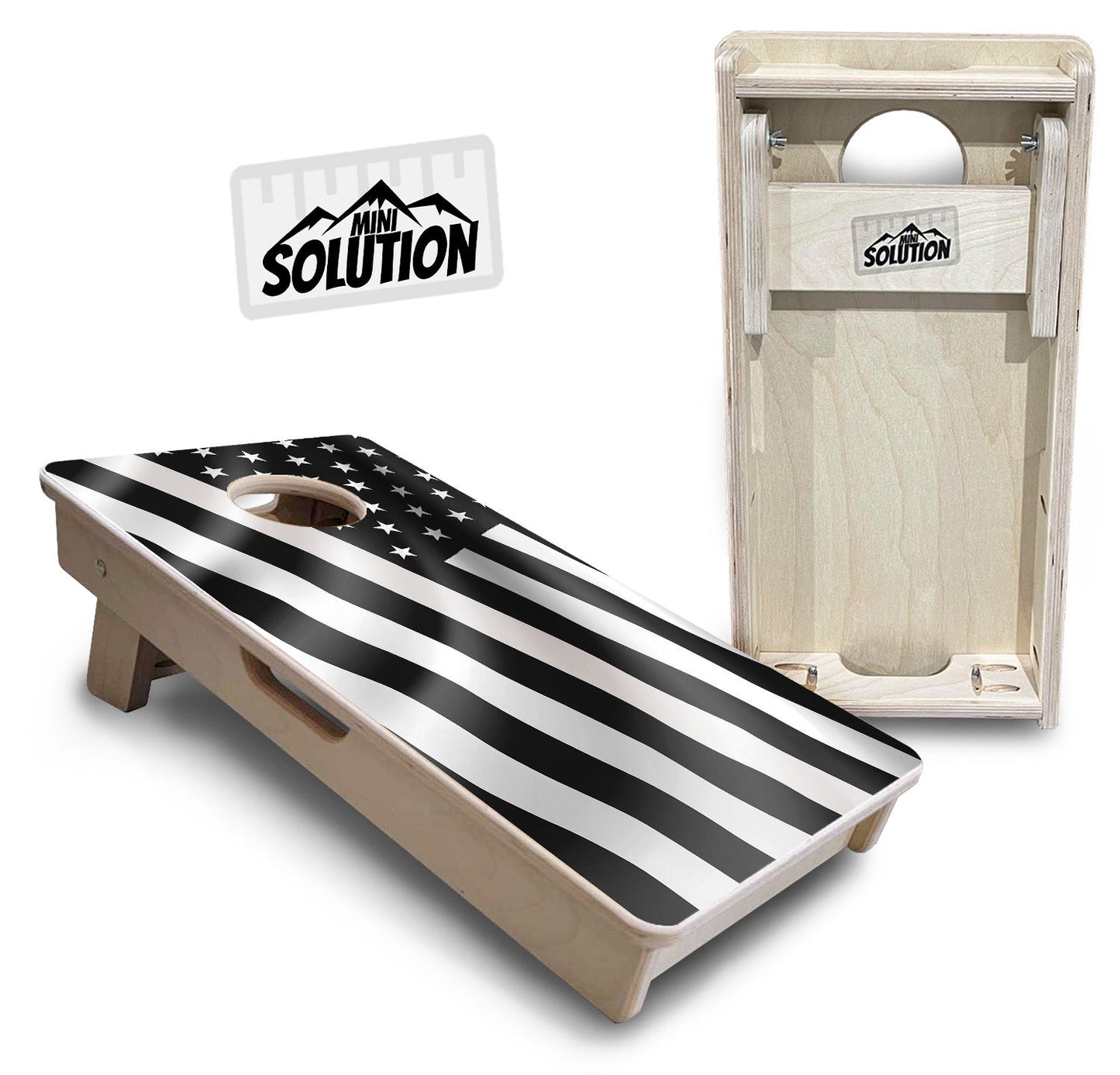 Mini Cornhole Boards - B&W Wavy Flag