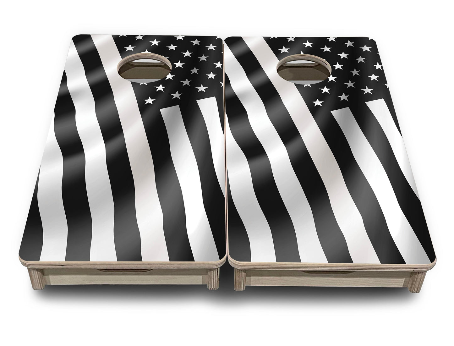 Mini Cornhole Boards - B&W Wavy Flag